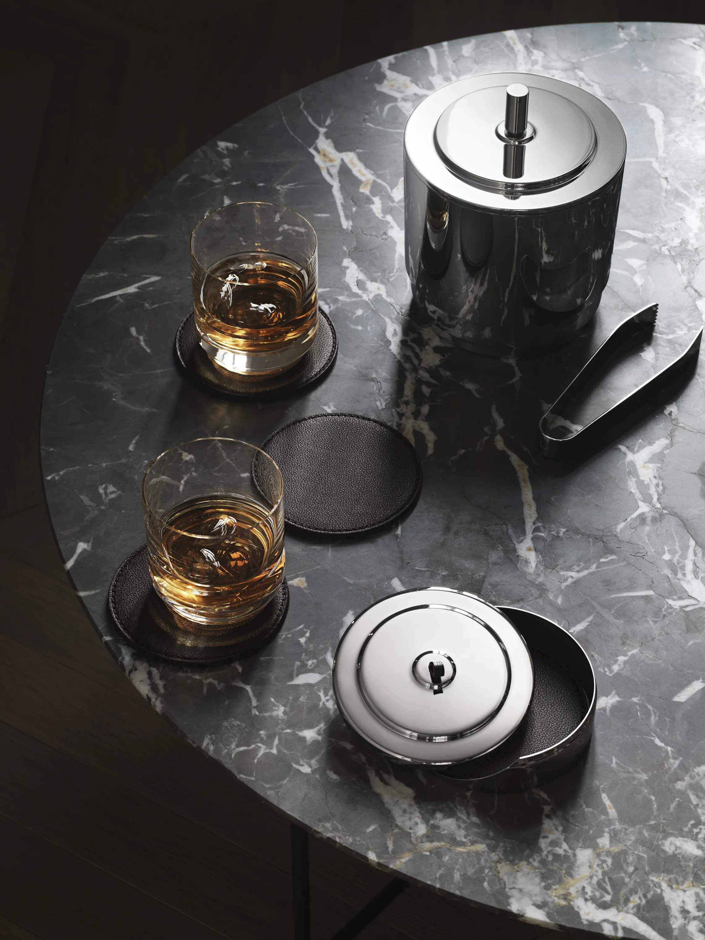 Georg Jensen Glasbrikker og coasters Manhattan Glasbakkesæt - 4 stk. i Stål, 3