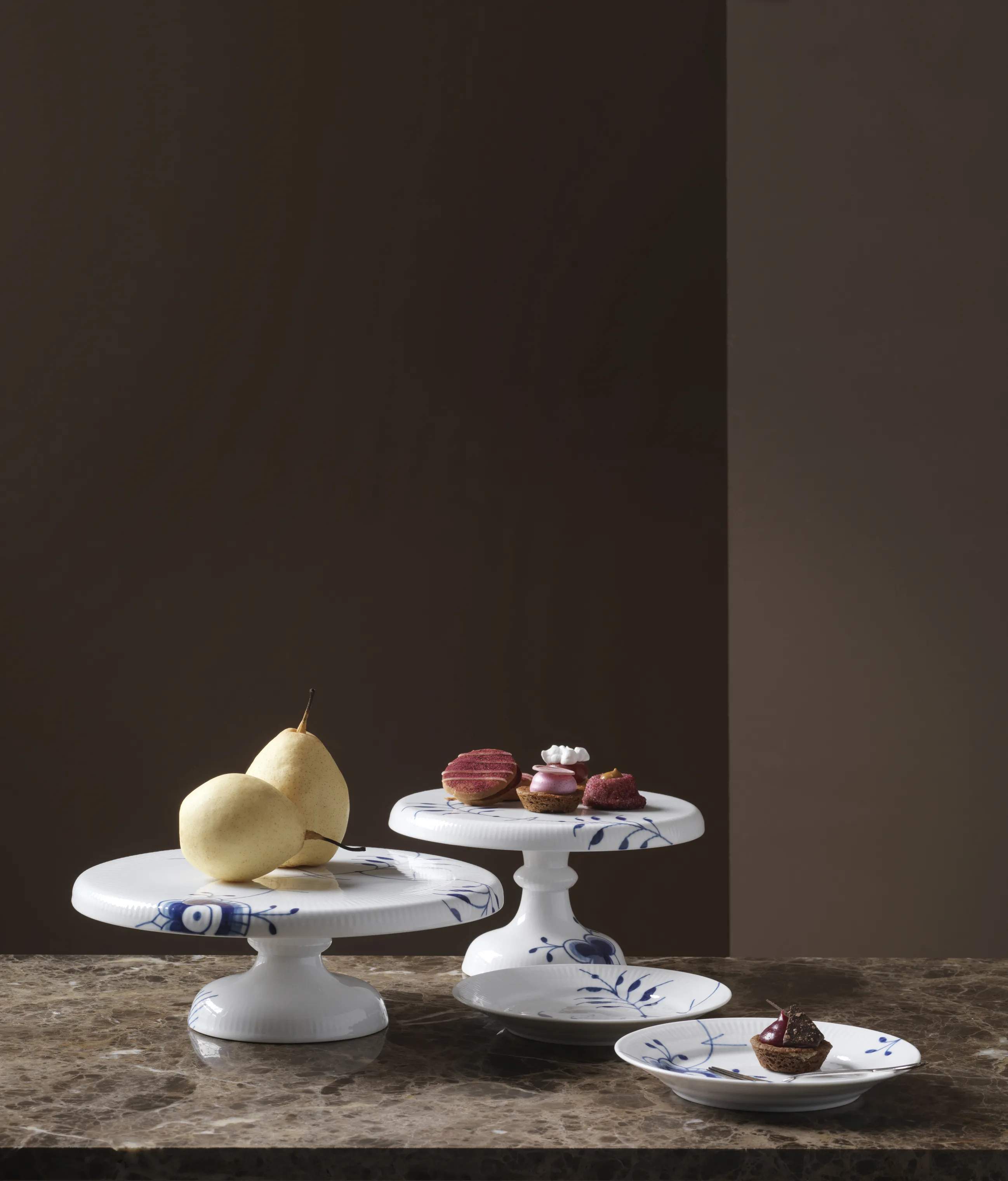 Royal Copenhagen Lagkagefade Blå Mega Riflet Kageopsats i 29,5 cm, 2