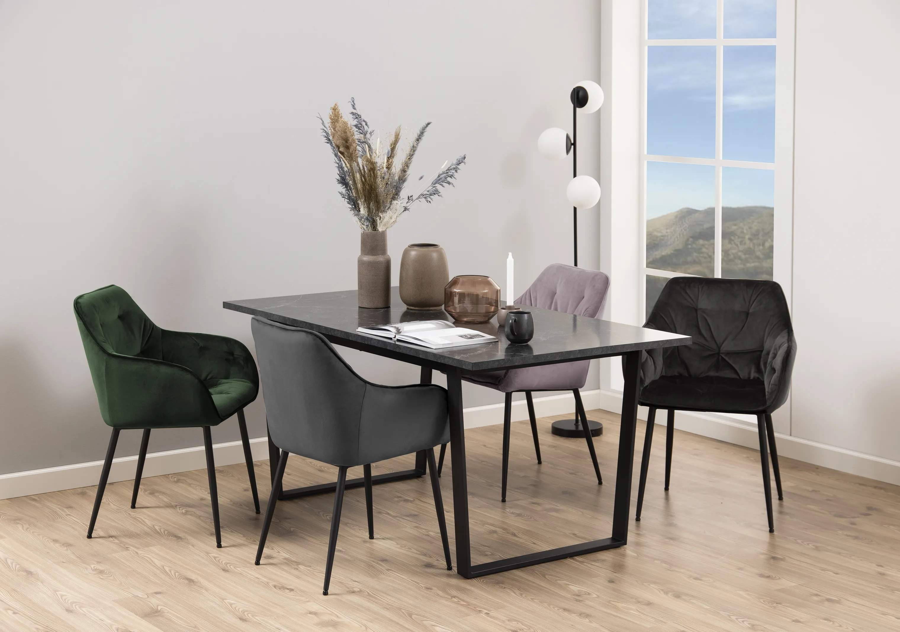 CASA Living Spisebordsstole Brooke Spisebordsstol - 2 stk. i mørkegrå/sort, 2