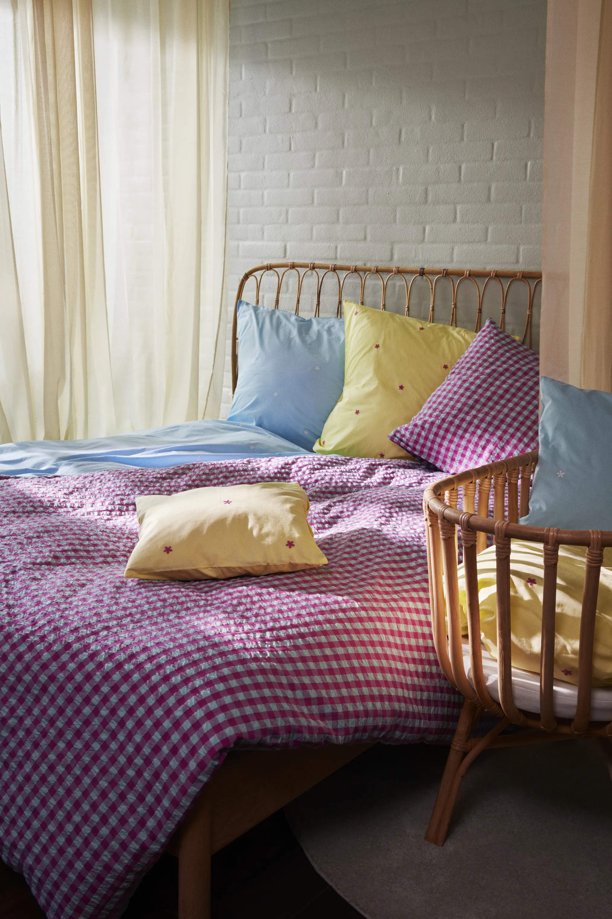 Juna Sengetøj Bæk&Bølge Sengetøj i Fuchsia/Mint, B140 x L220 cm, 2