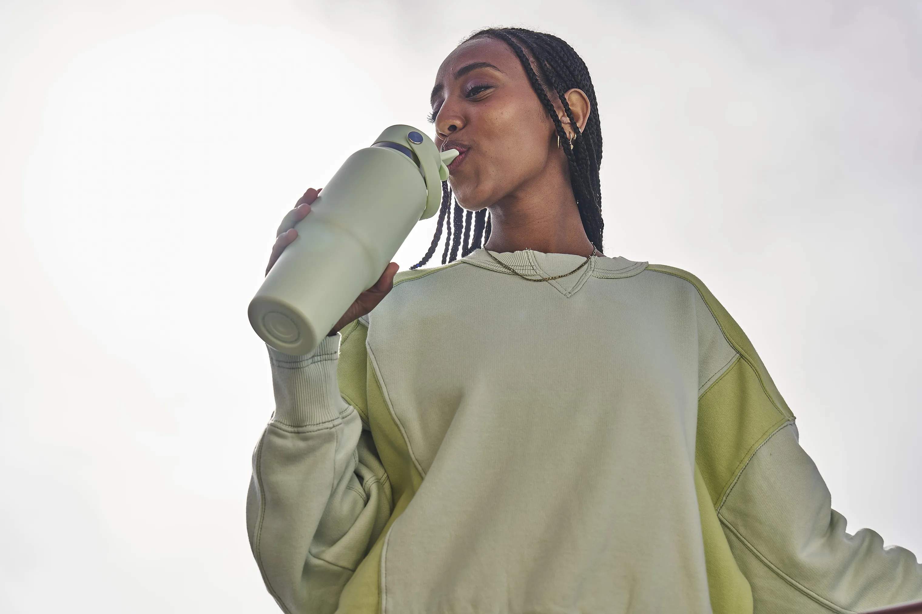 Hydro Flask Termoflasker Wide Flex Straw Termodrikkedunk i Lysegrøn / Stål, 3