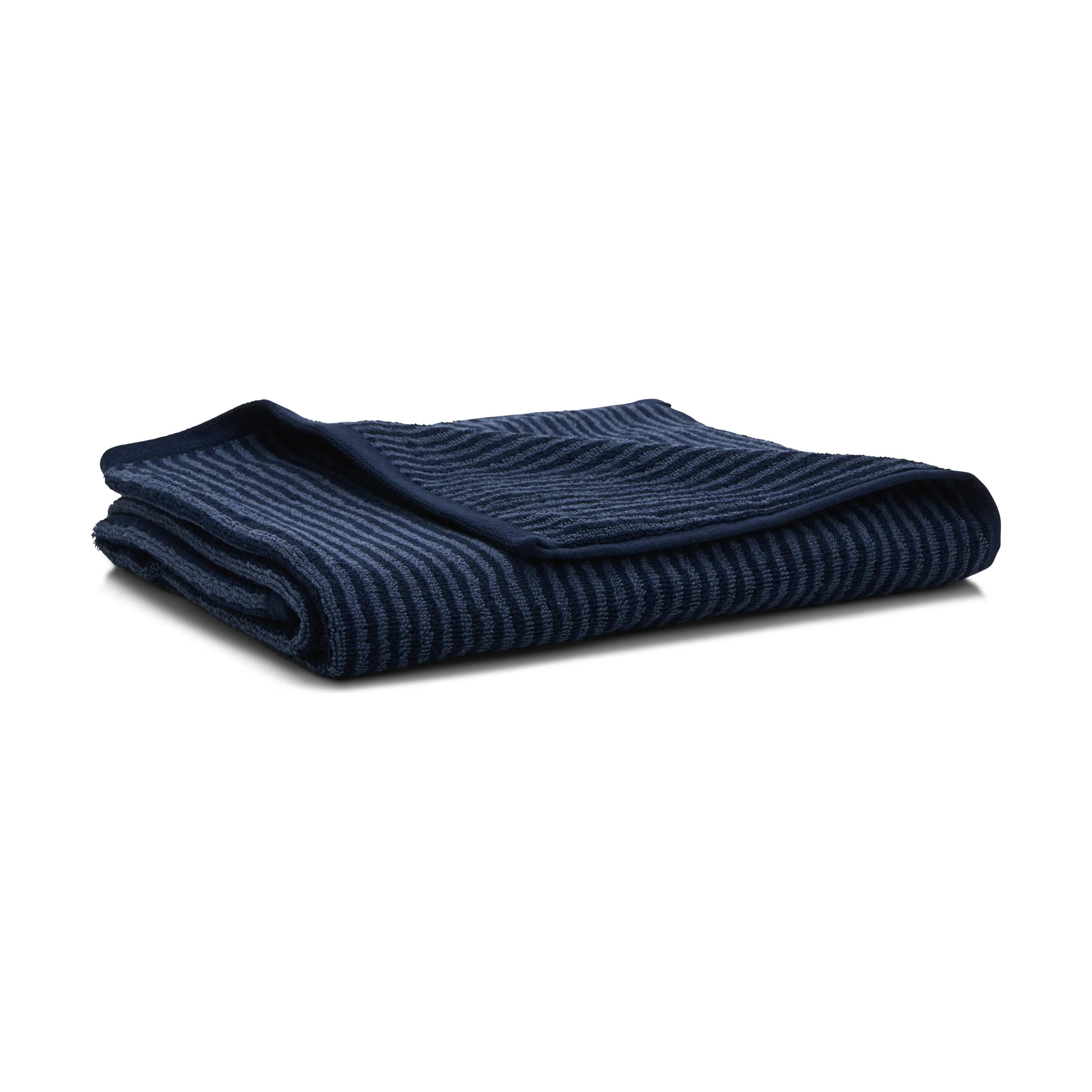 Basic Håndklæde, stribet blå, large