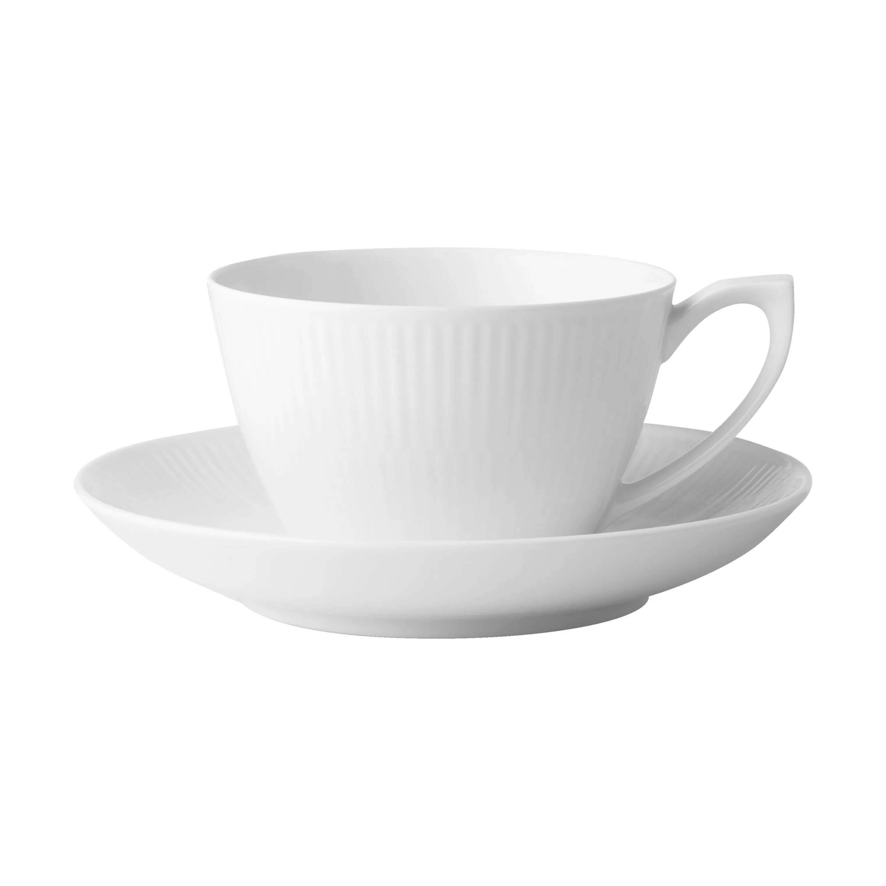 Royal Copenhagen med hank Hvid Riflet Signatur Kaffekop