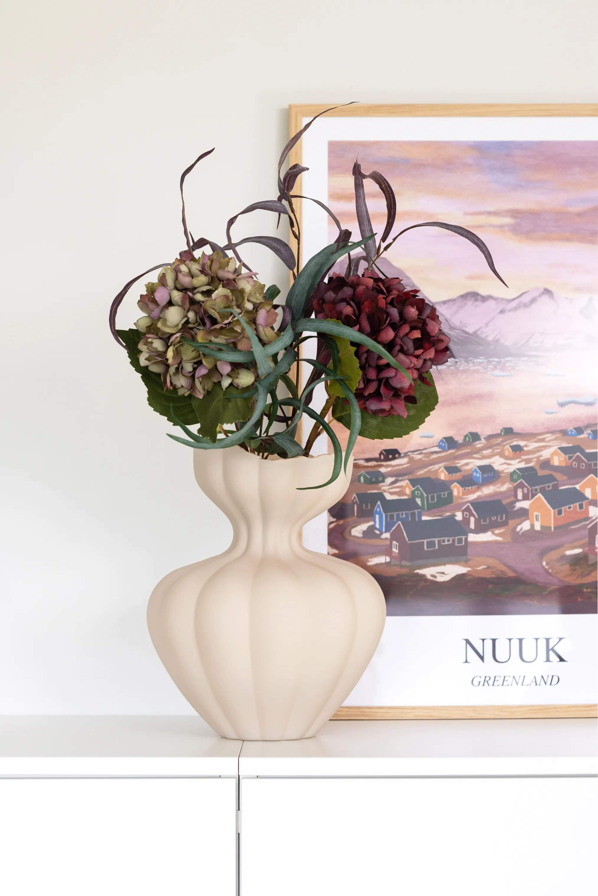 CASA Living Kunstige blomster Kunstig Blomst - Hortensia i Rød hortensia, 2