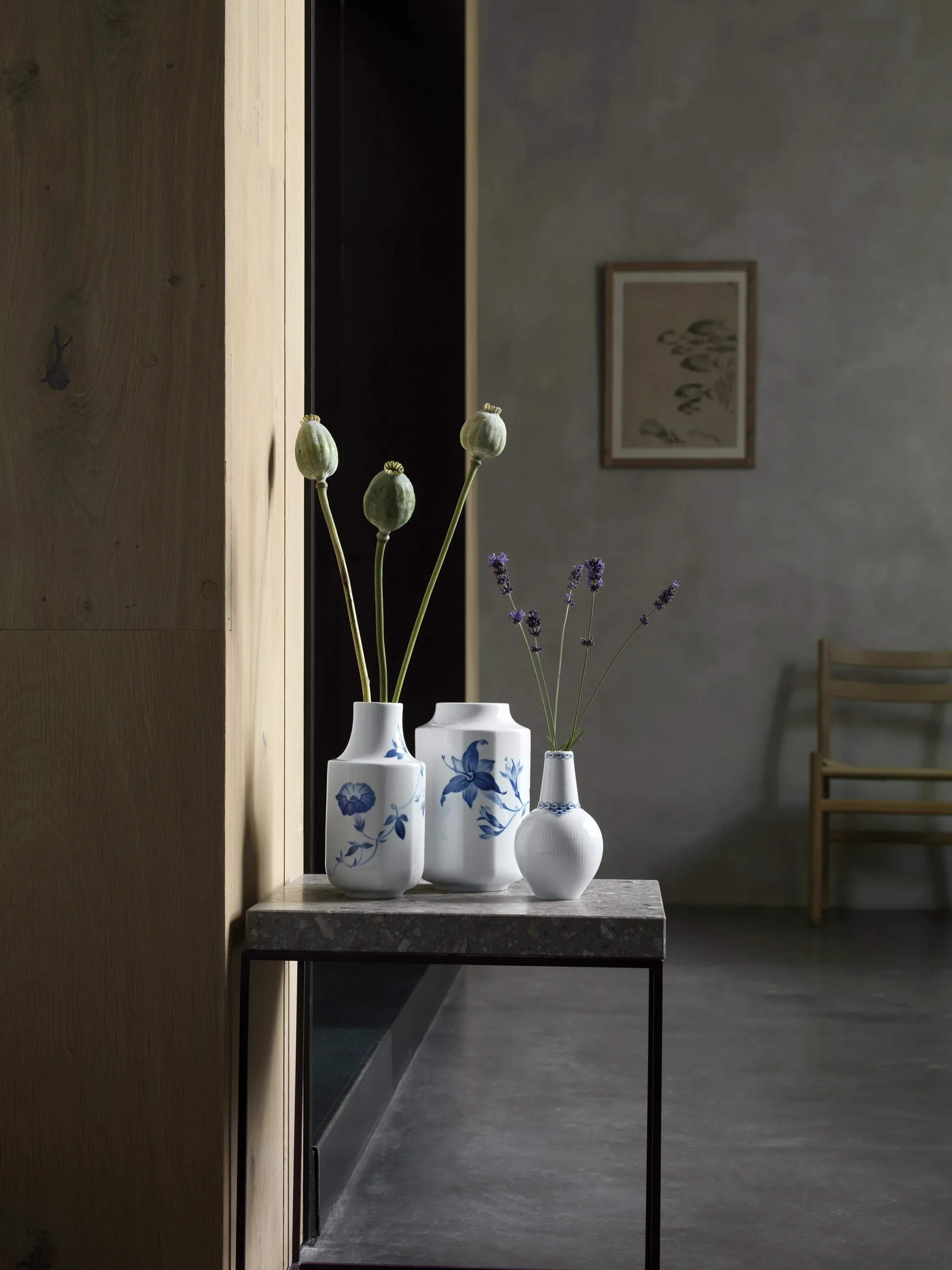 Royal Copenhagen Vaser Blomst Vase - Daglilje i Hvid/blå, 19 cm, 3