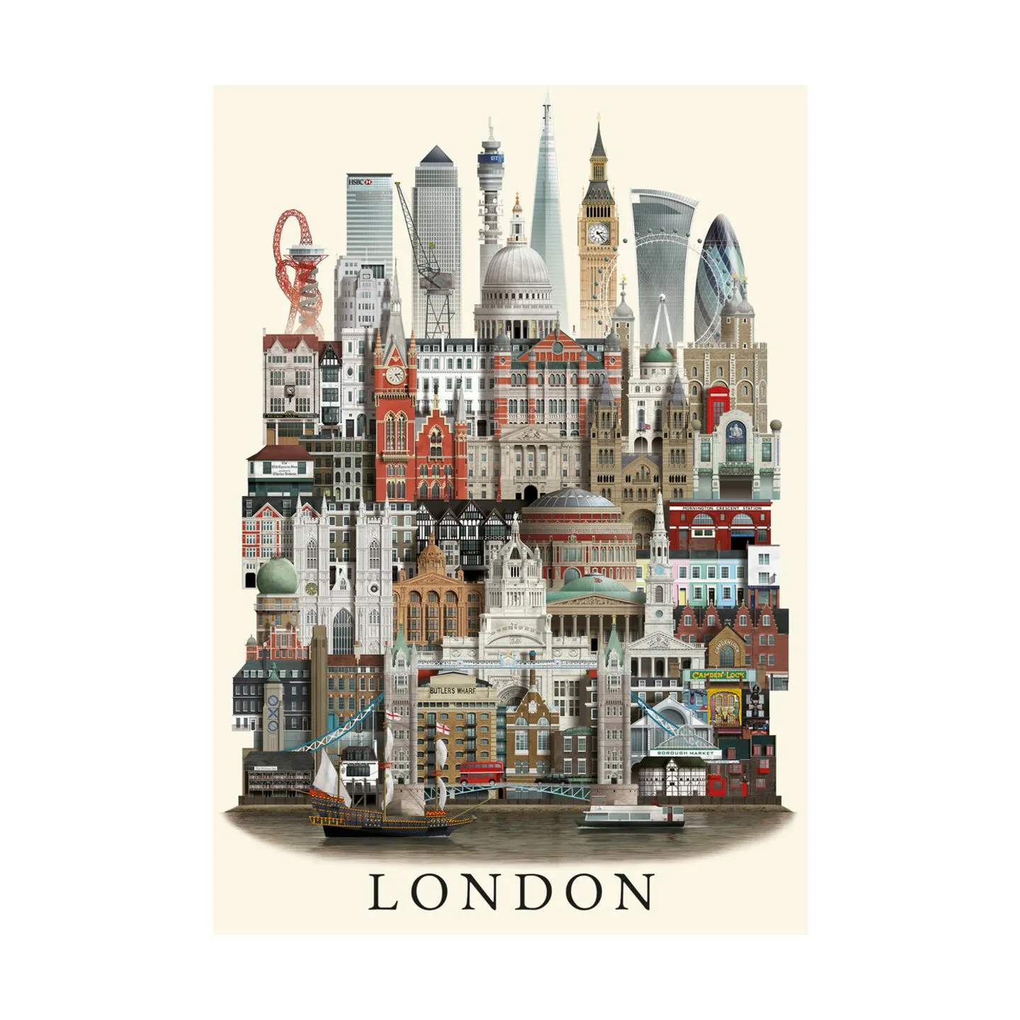 Plakat London, flerfarvet, large