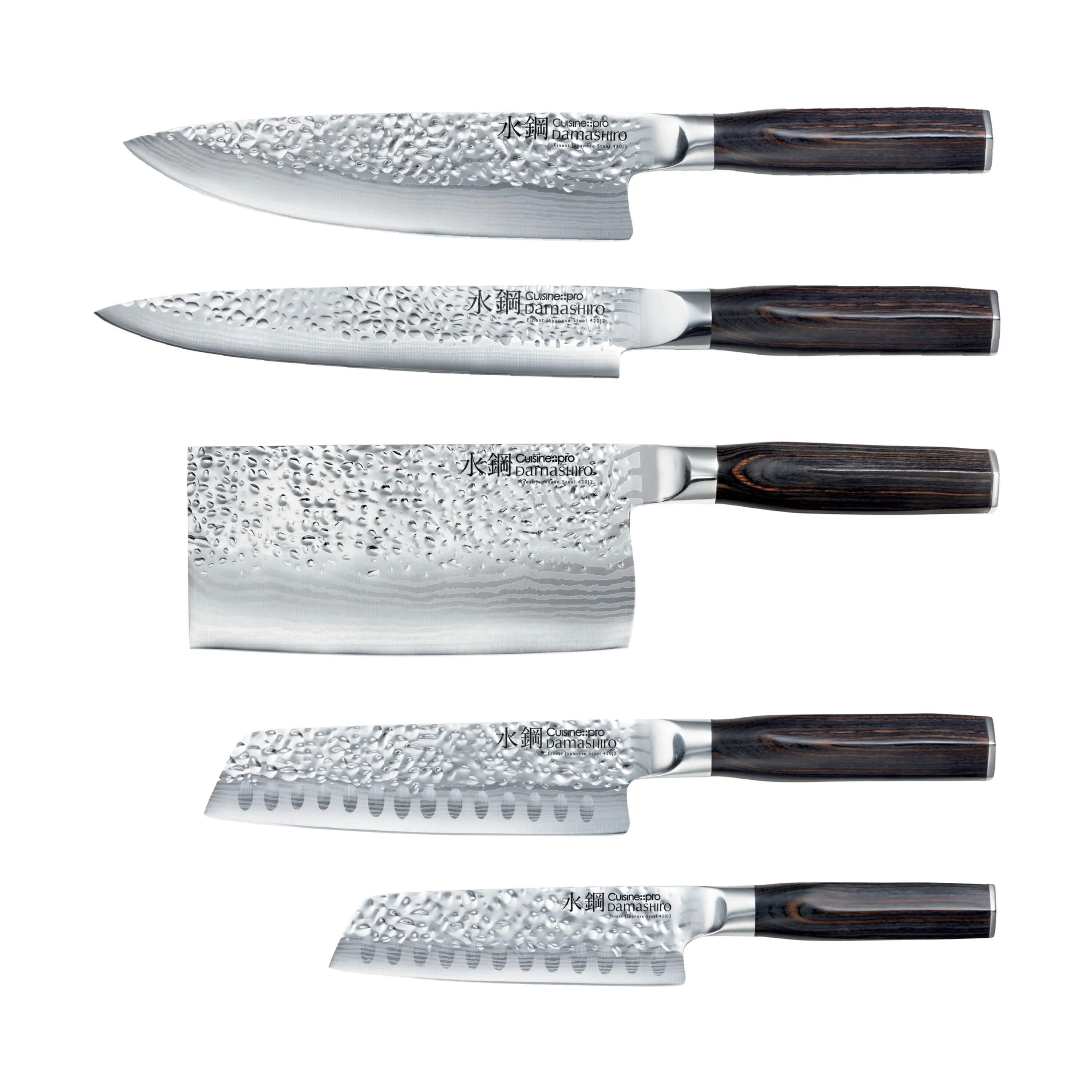 THE CUSTOM CHEF™ Knivblokke med knive Cuisine::pro® Damashiro® Emperor™ Nanashi Knivblok - 6 dele i Silver / Pakkawood, 4
