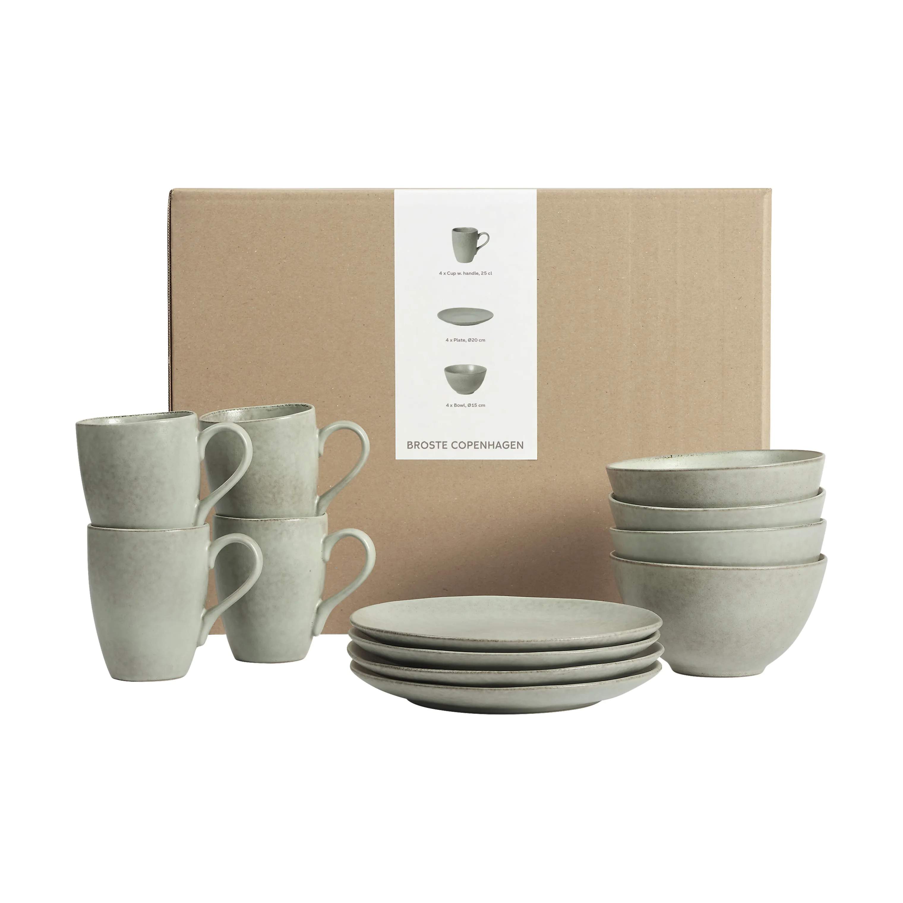Nordic Marsh Morgenmadssæt - 12 dele, light dusty green, large