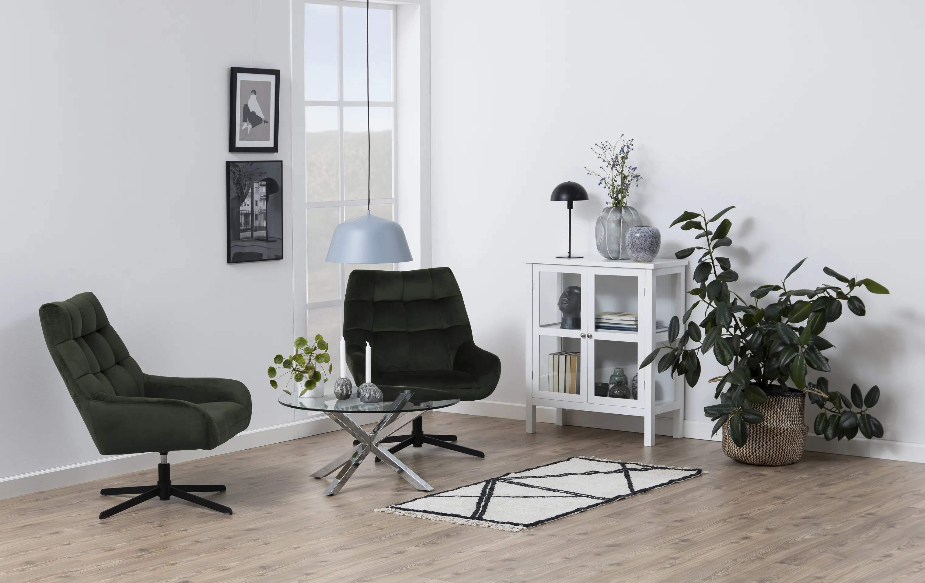 CASA Living Lænestole Paris Stol i Mørkegrøn/sort, 3