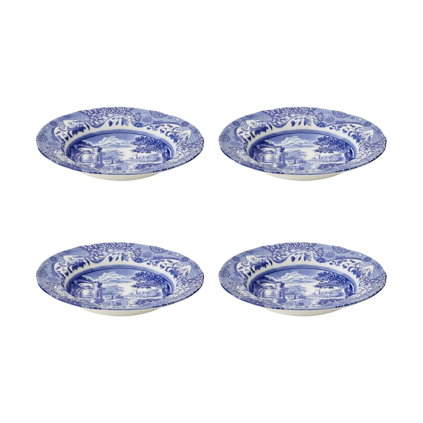 Spode Pastatallerkener Blue Italian Blue Italien Suppetallerken - 4 stk. i Blå/hvid, 1