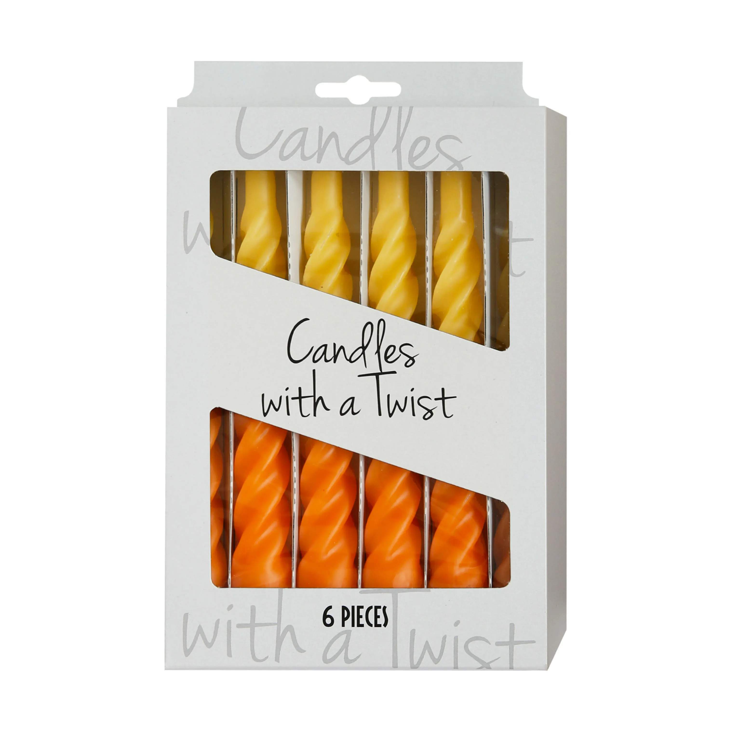 Candles with a twist Kronelys Lys - 6 stk. i Gul/orange, 4
