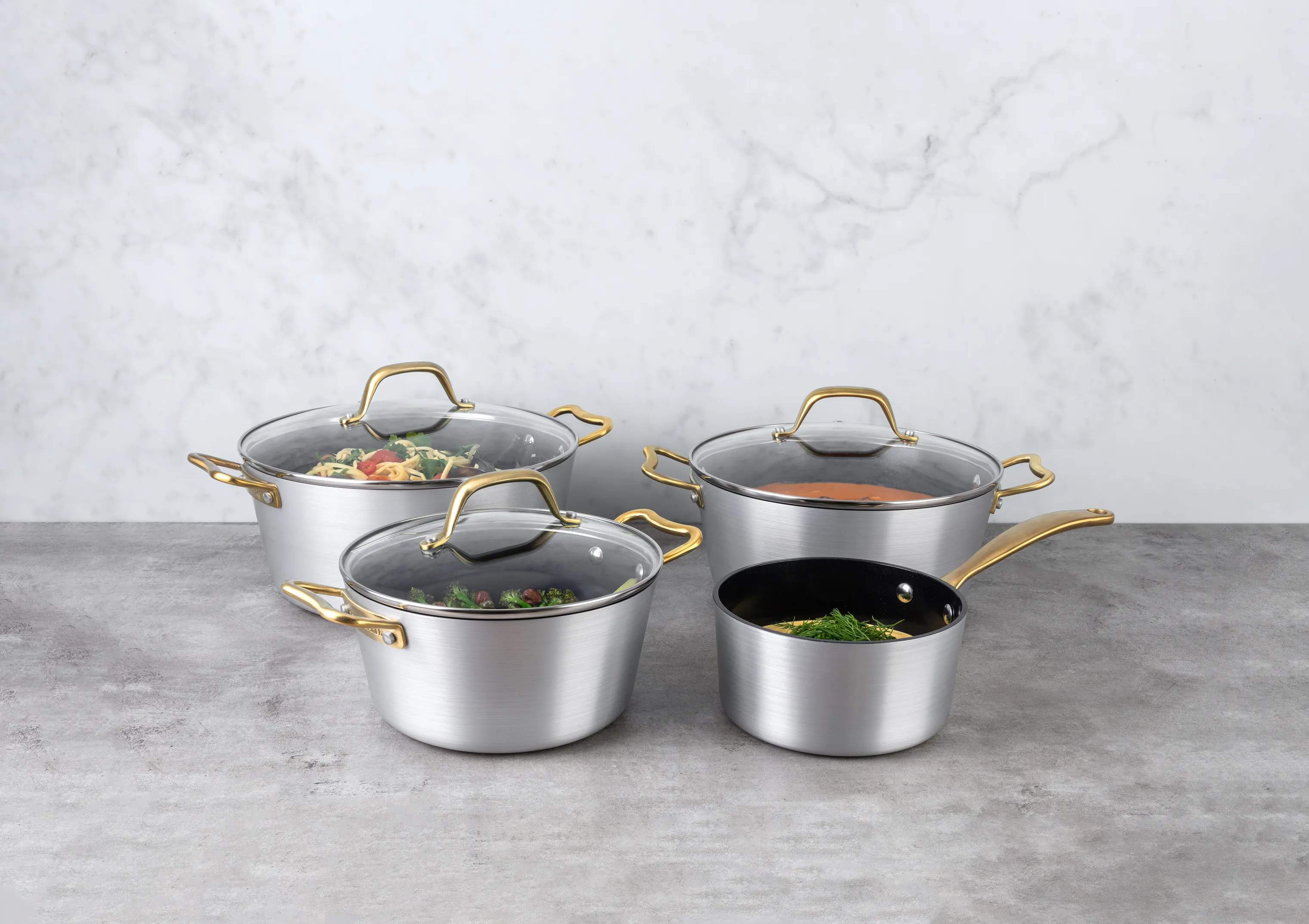 Cook & Baker Grydesæt Premium Grydesæt - 7 dele i sølvfarvet, 2