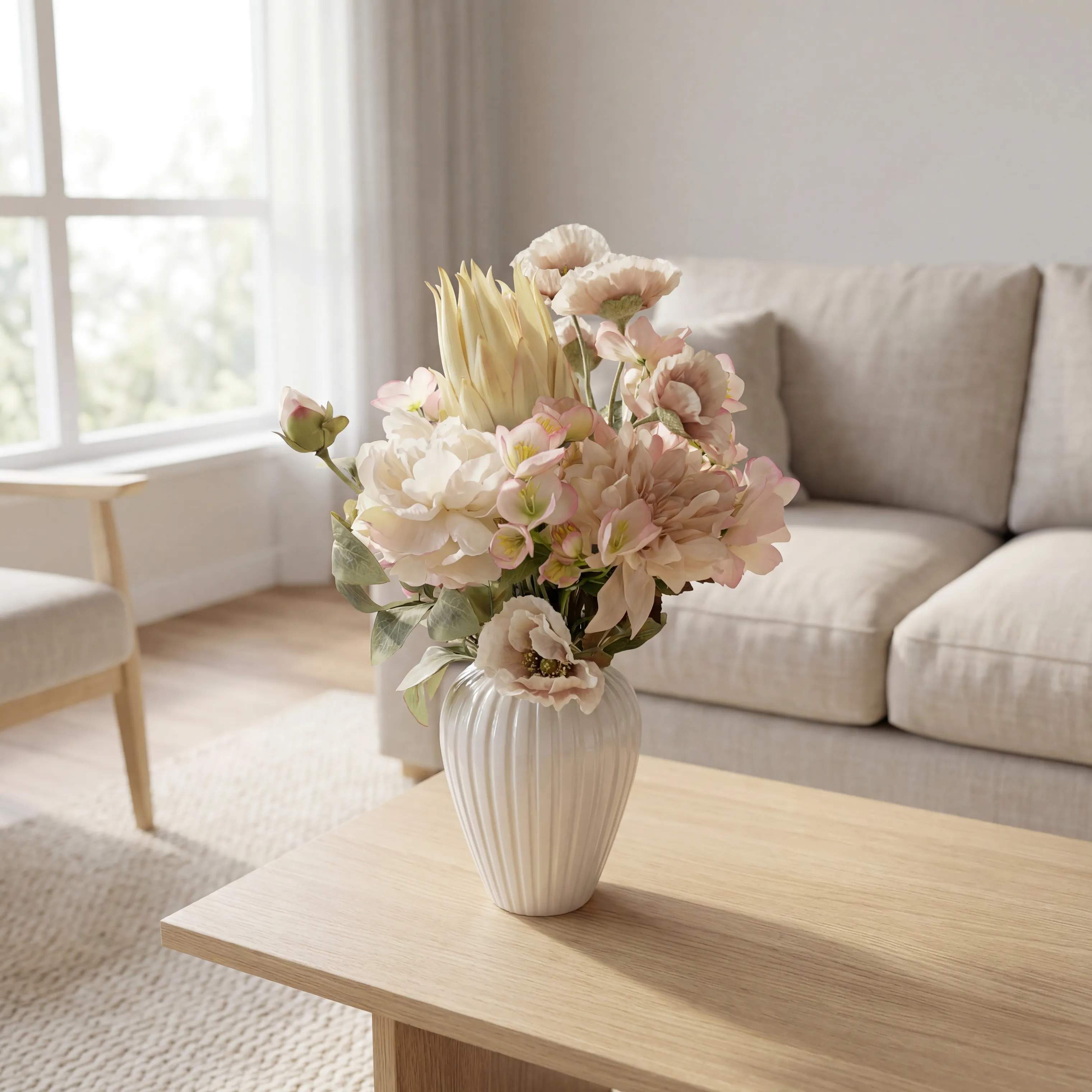 everbloom Kunstige blomster Kunstig Blomsterbuket i Fersken, 5