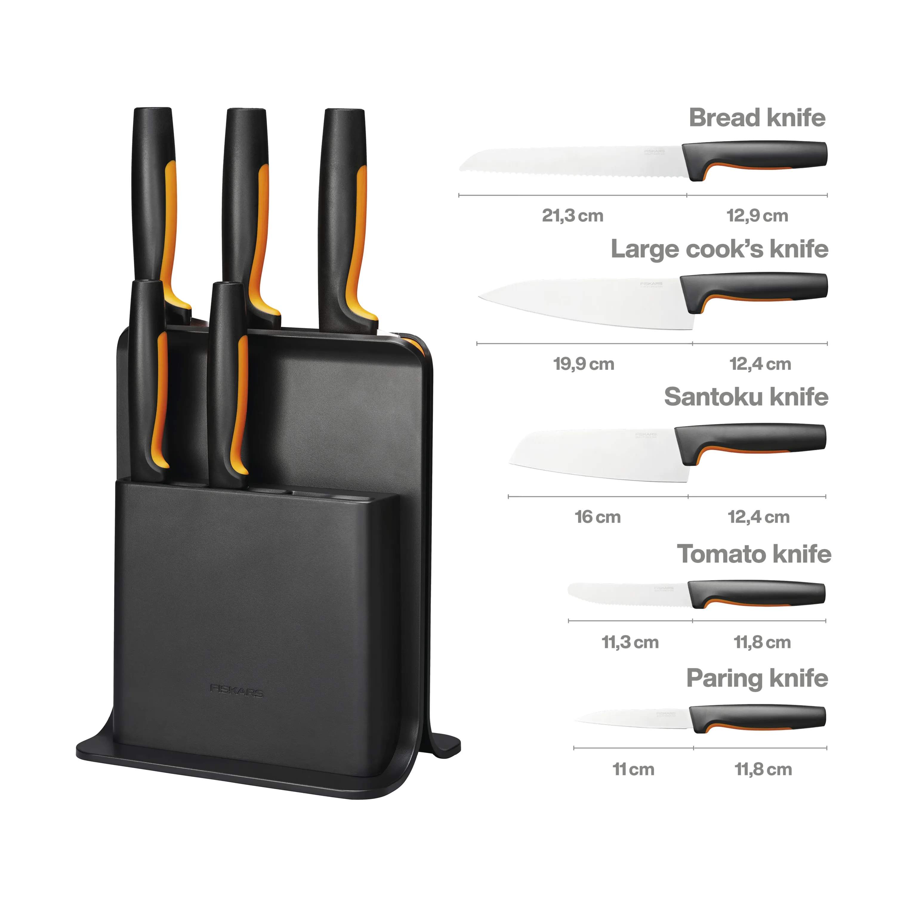 Fiskars Knivblokke med knive Functional Form Knivblok - 6 dele i Sort/Orange, 4