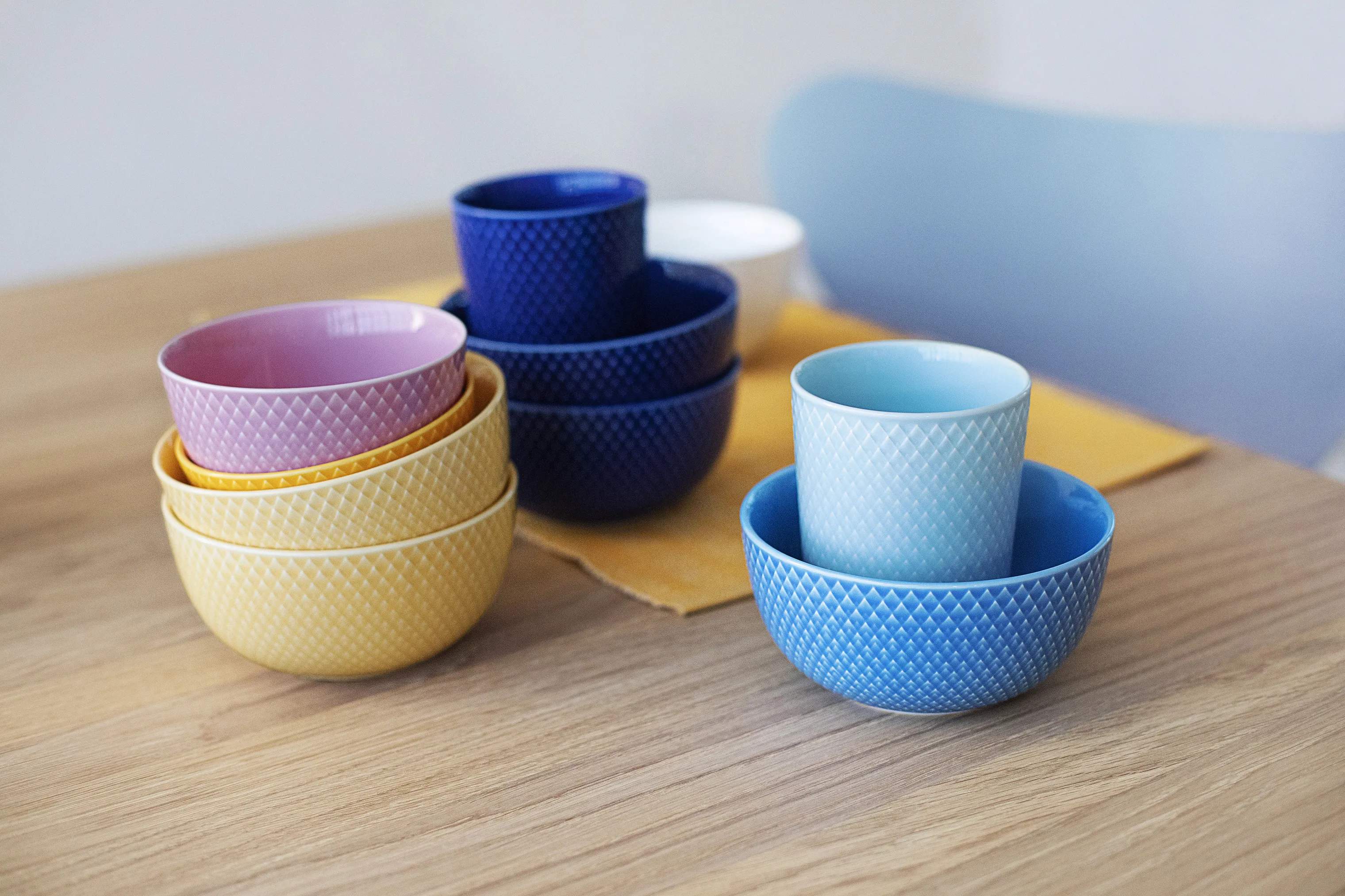 Lyngby Porcelæn Serveringsskåle Rhombe Color Skål i Gul, 11 cm, 3