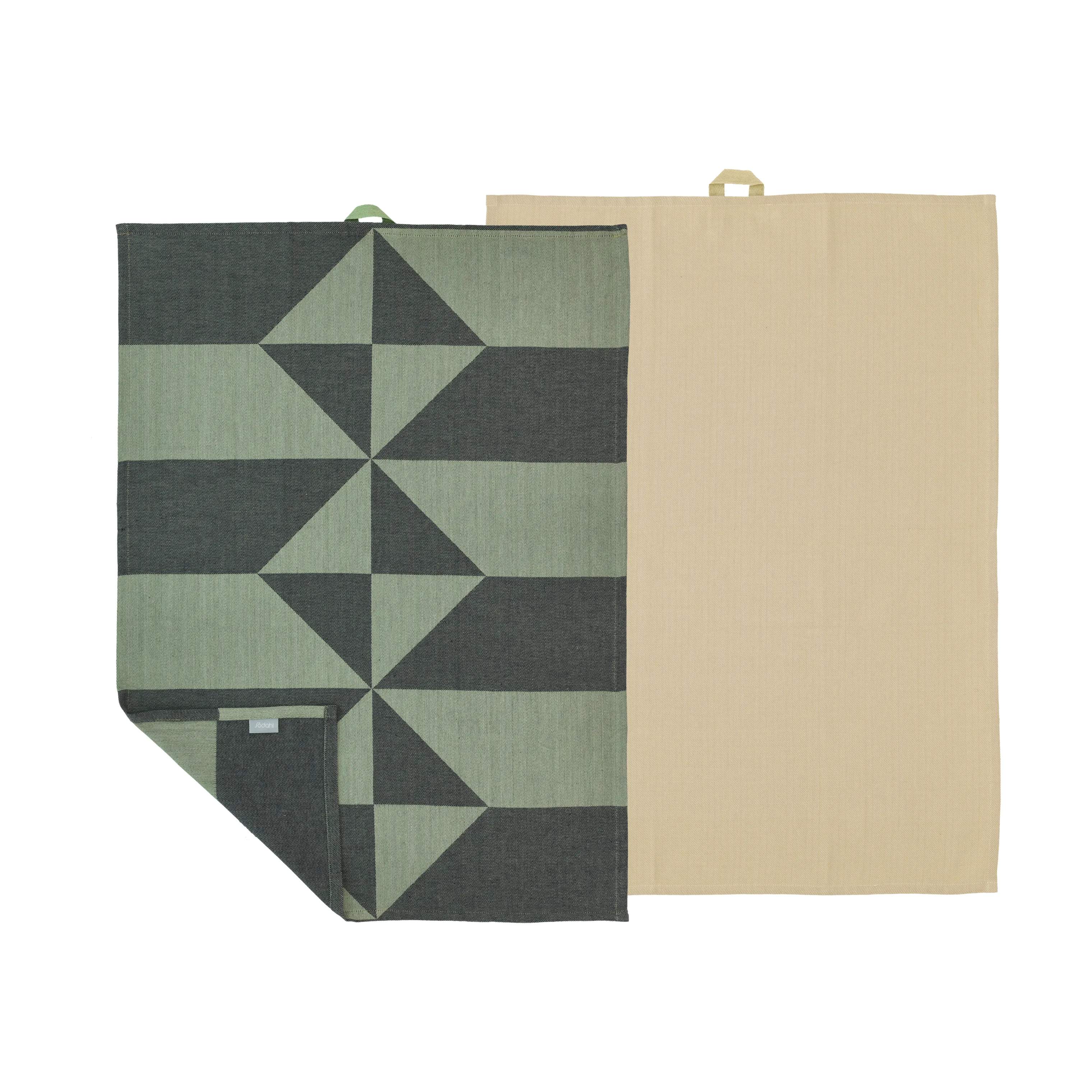 Södahl Viskestykker Twist Viskestykke - 2 stk. i Grøn/taupe, 1