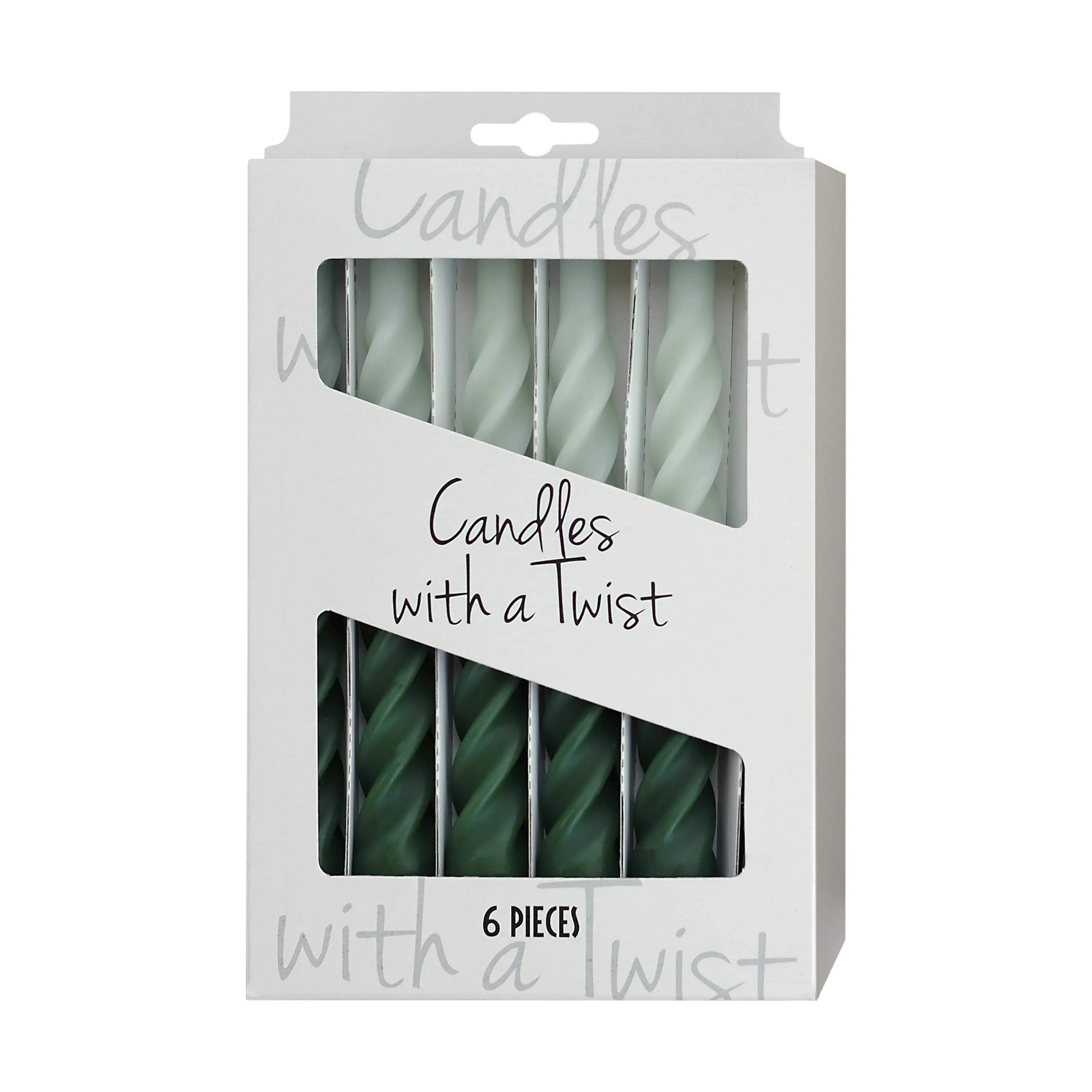 Candles with a twist Kronelys Lys - 6 stk. i Grøn, 21 cm, 3