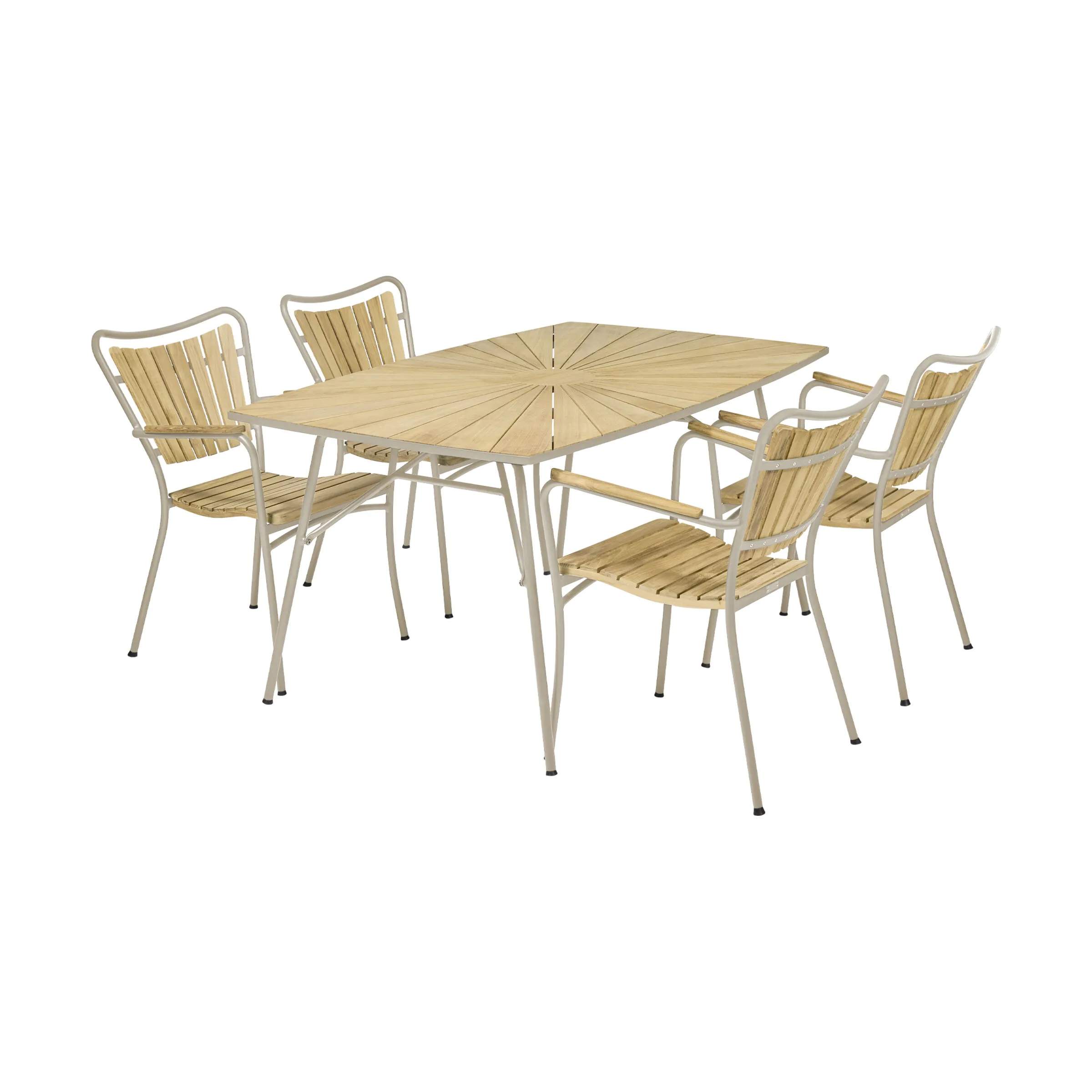 Mandalay Havemøbelsæt Marguerit havemøbelsæt - 3 dele i taupe, 1 bord (L144) med 4 stole, 1