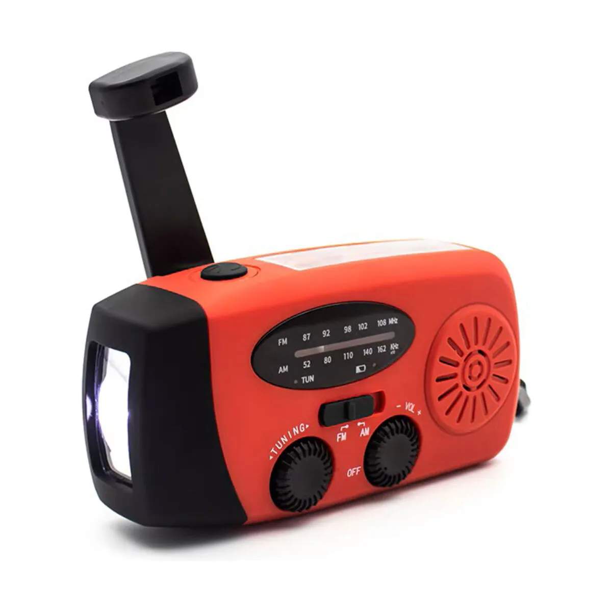 Solcelle Crank Radio, rød, large