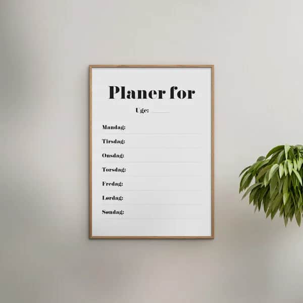 Poster&Frame Plakater Plakat - Ugeplan i B30 x L40 cm, 2