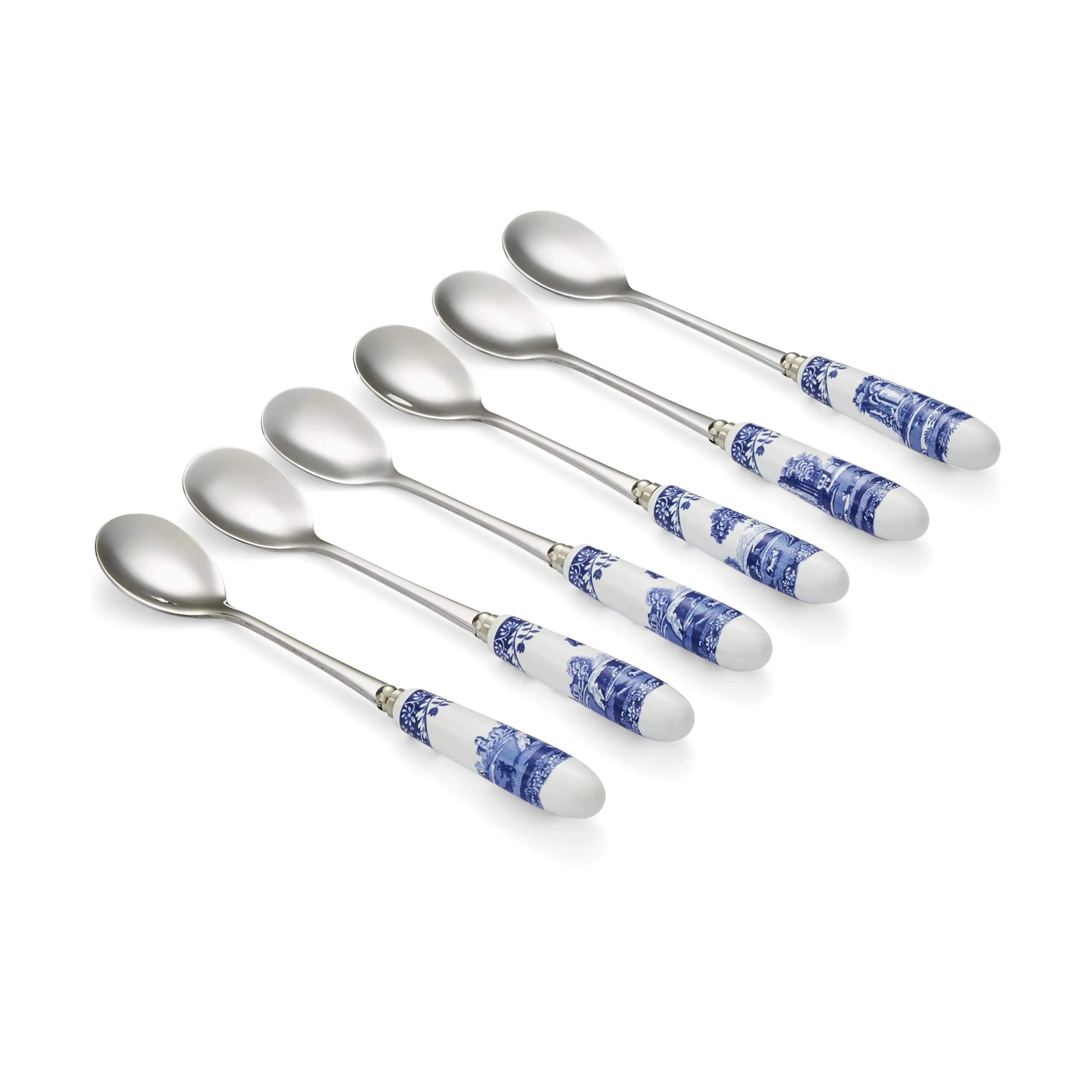 Spode Dessertskeer Blue Italian Dessertskeer - 6 stk. i Blå/Hvid, 1