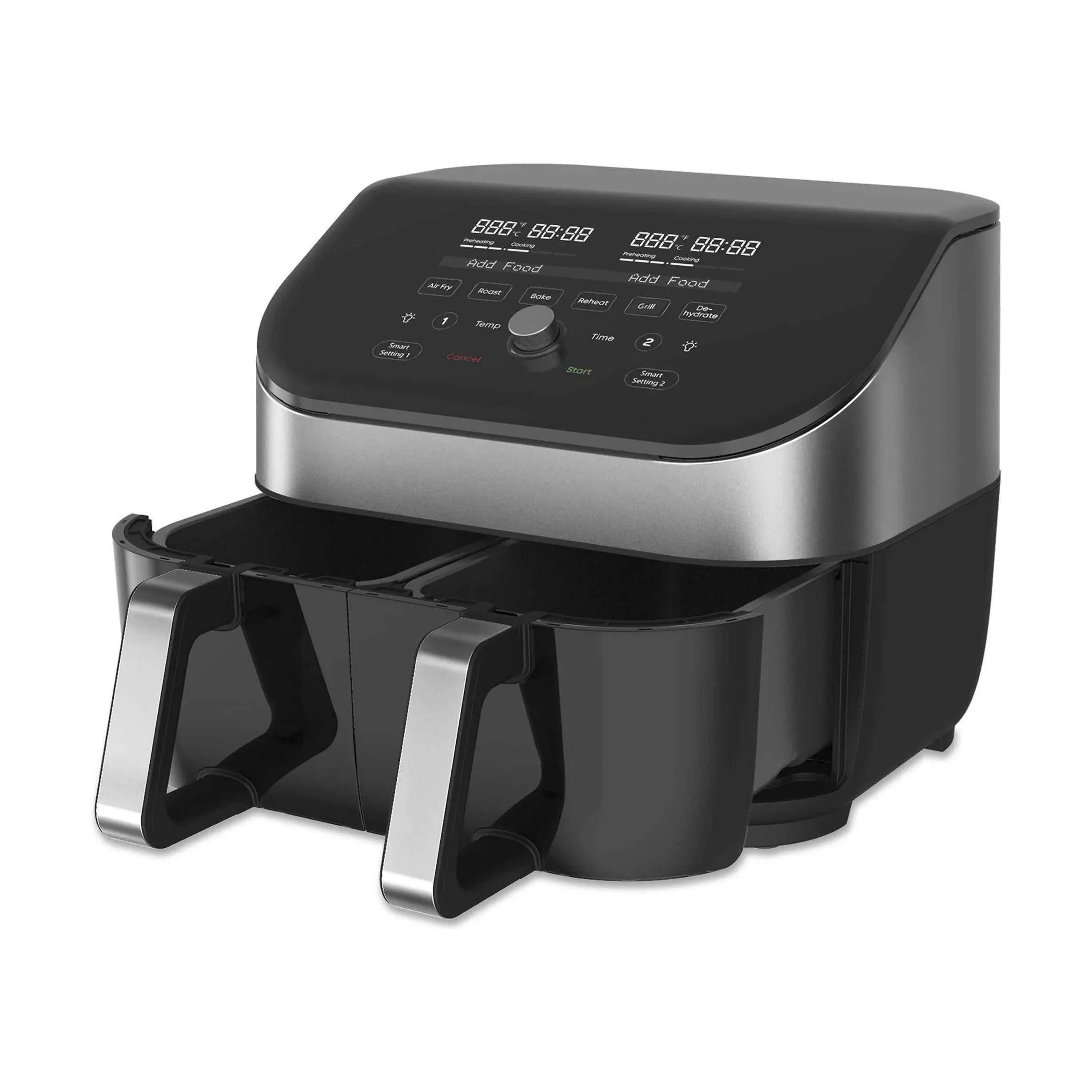 Vortex+ Dual Airfryer, sort/ rustfrit stål, large