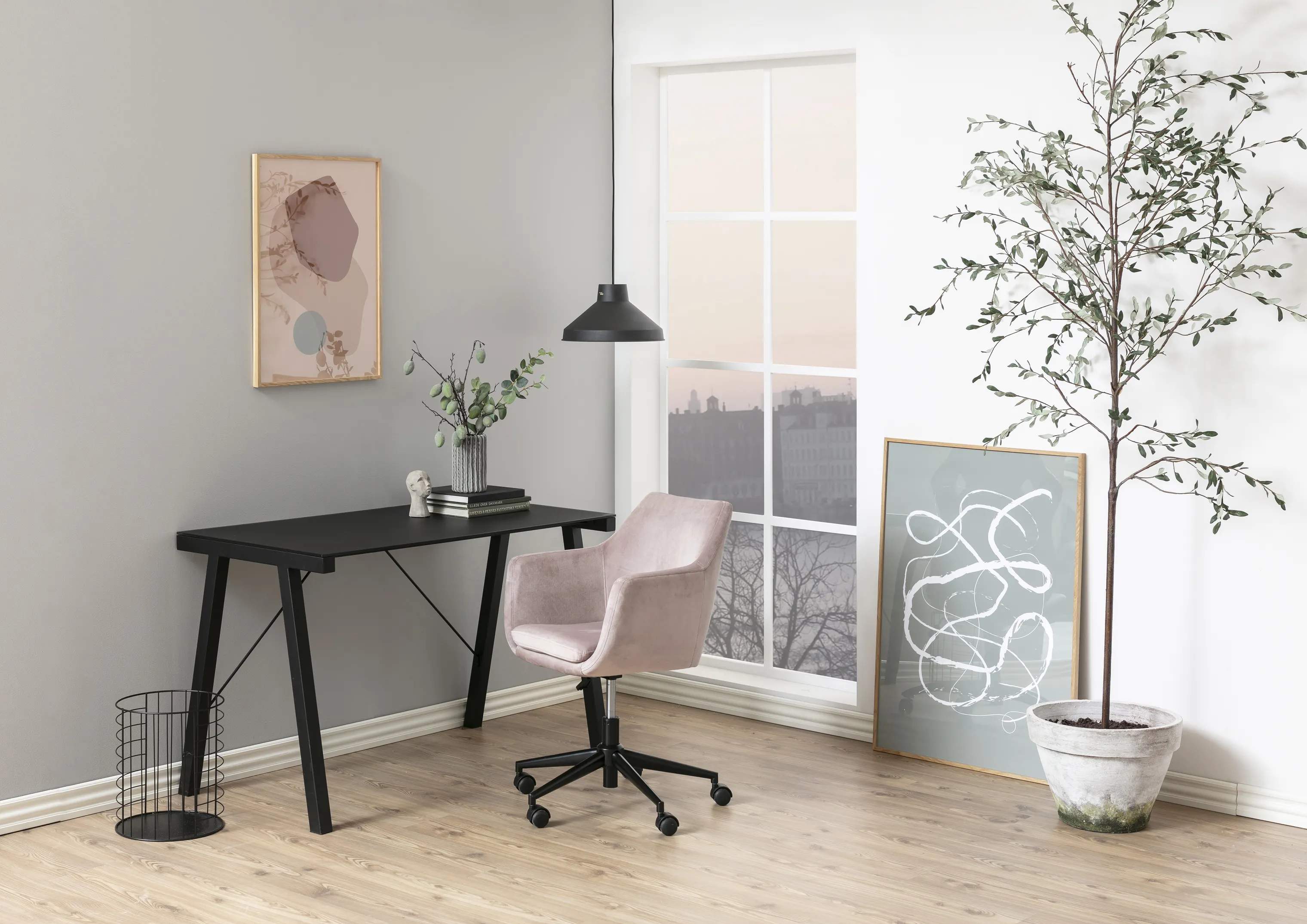 CASA Living Skrivebordsstole Nora Skrivebordsstol i Dusty rose/sort, 3