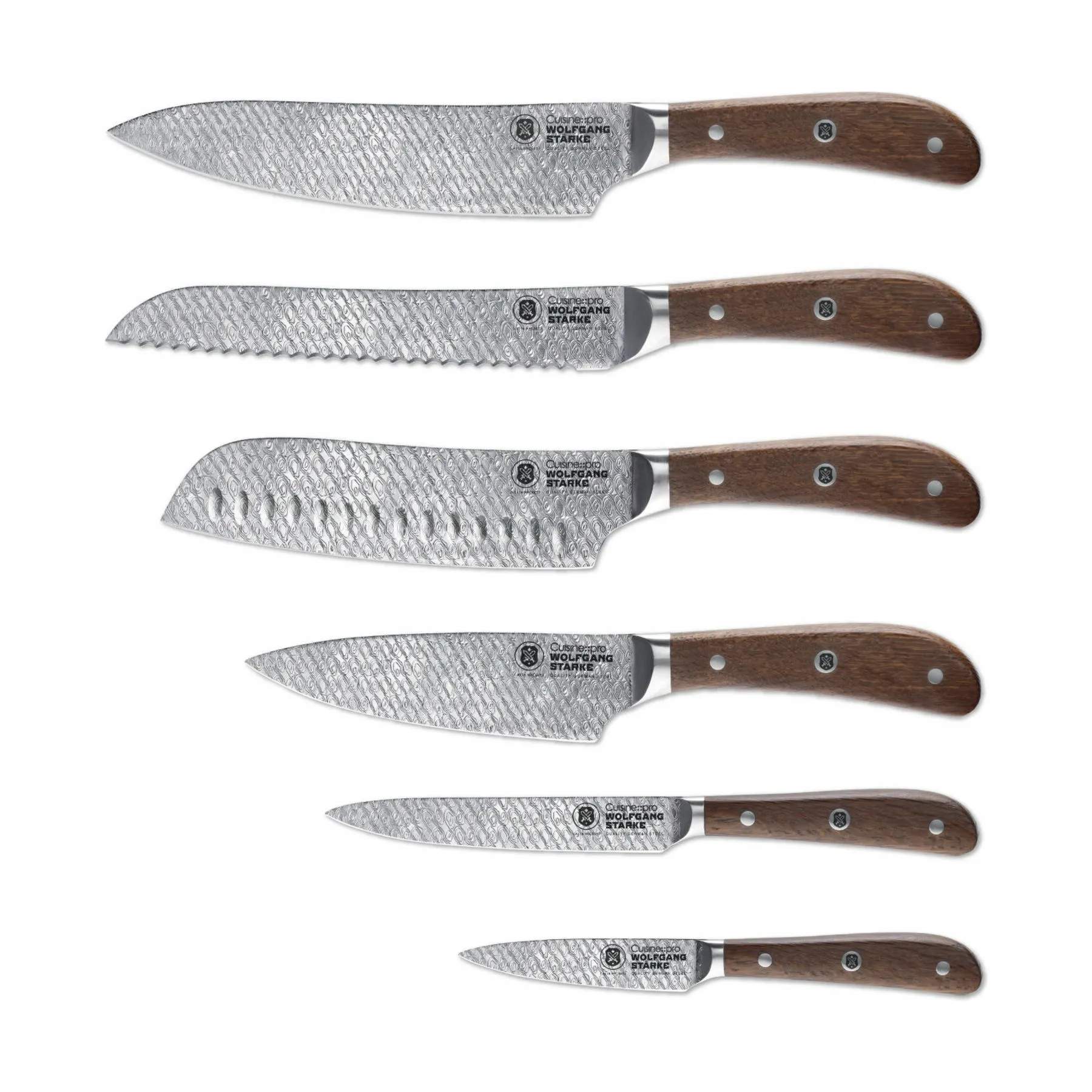 THE CUSTOM CHEF™ Knivblokke med knive Cuisine::pro® WOLFGANG
STARKE™ Cuisine::pro WOLFGANG STARKE™ Harz Knivblok - 7 dele i sølvfarvet/træ, 4
