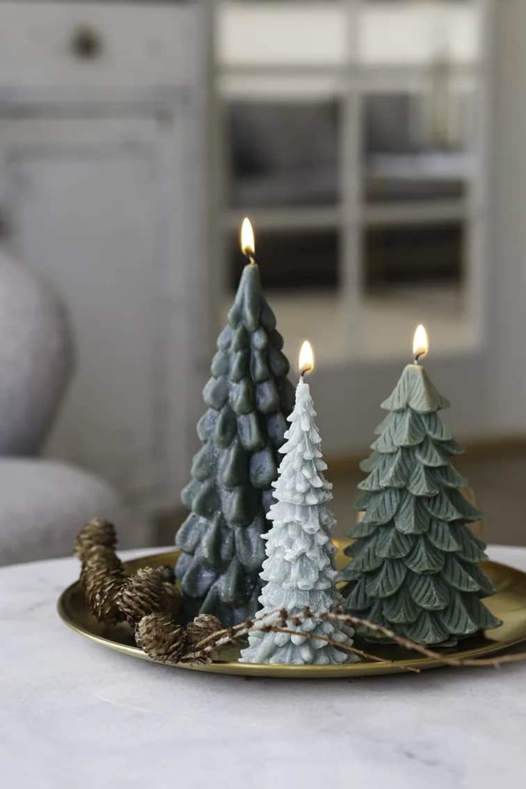 Casa Christmas Bloklys Lys - Juletræ i Mørkegrøn, 3