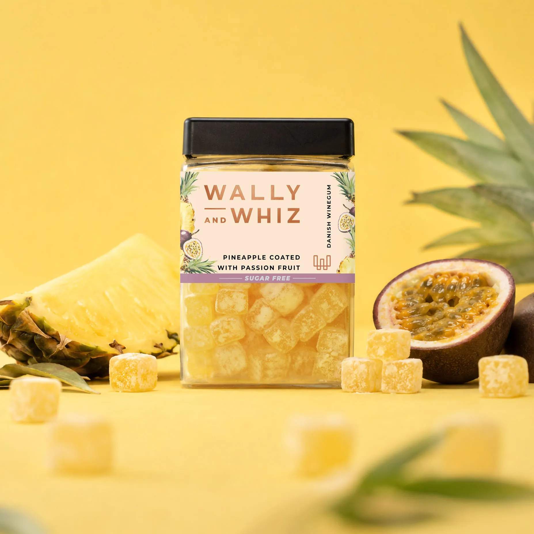 Wally and Whiz Søde sager Sugar-free Vingummi - Ananas med passionsfrugt i Gul, 2