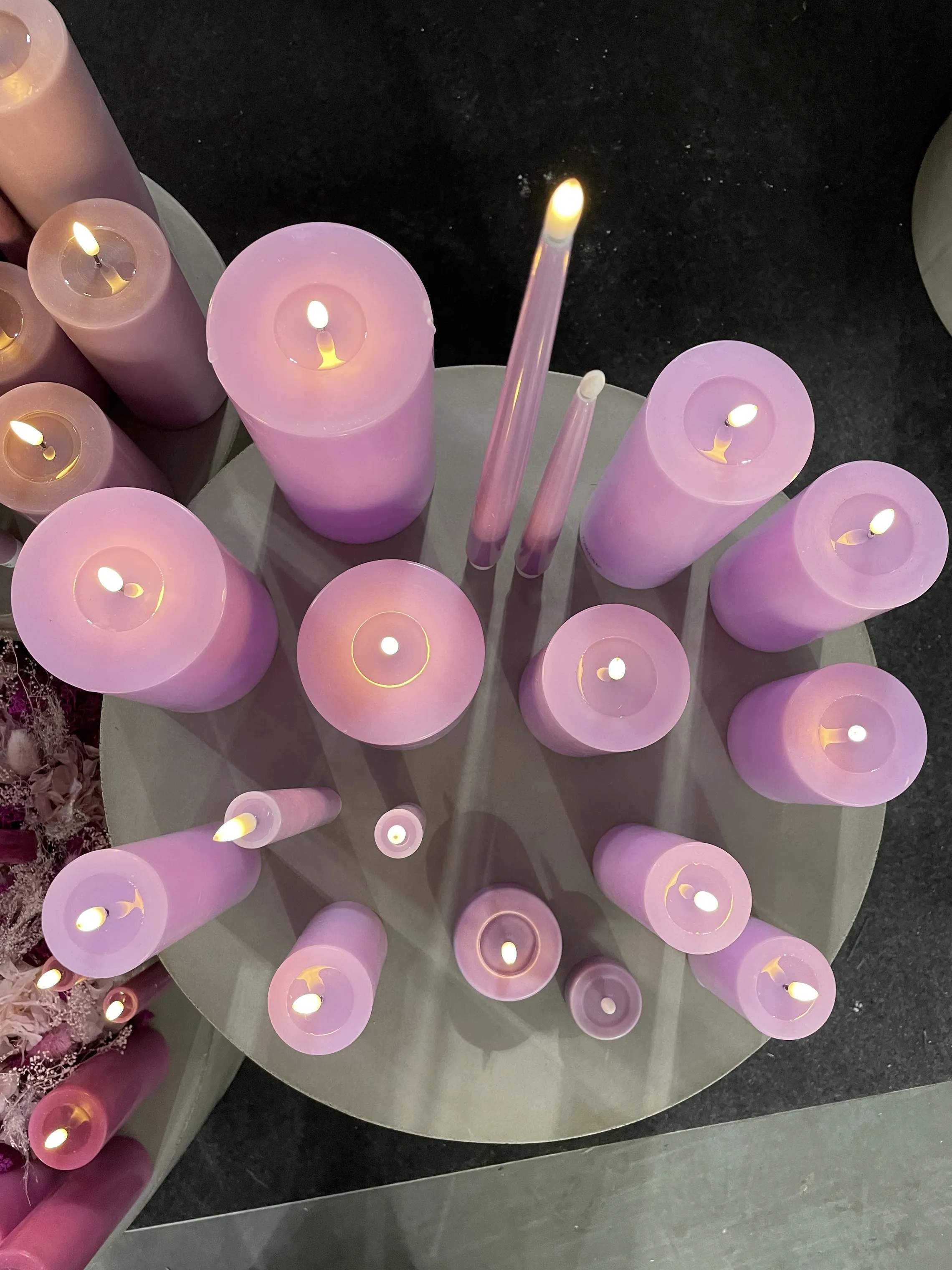 Deluxe Homeart LED-lys Real Flame LED Bloklys i Lavendel, 10 cm, 2