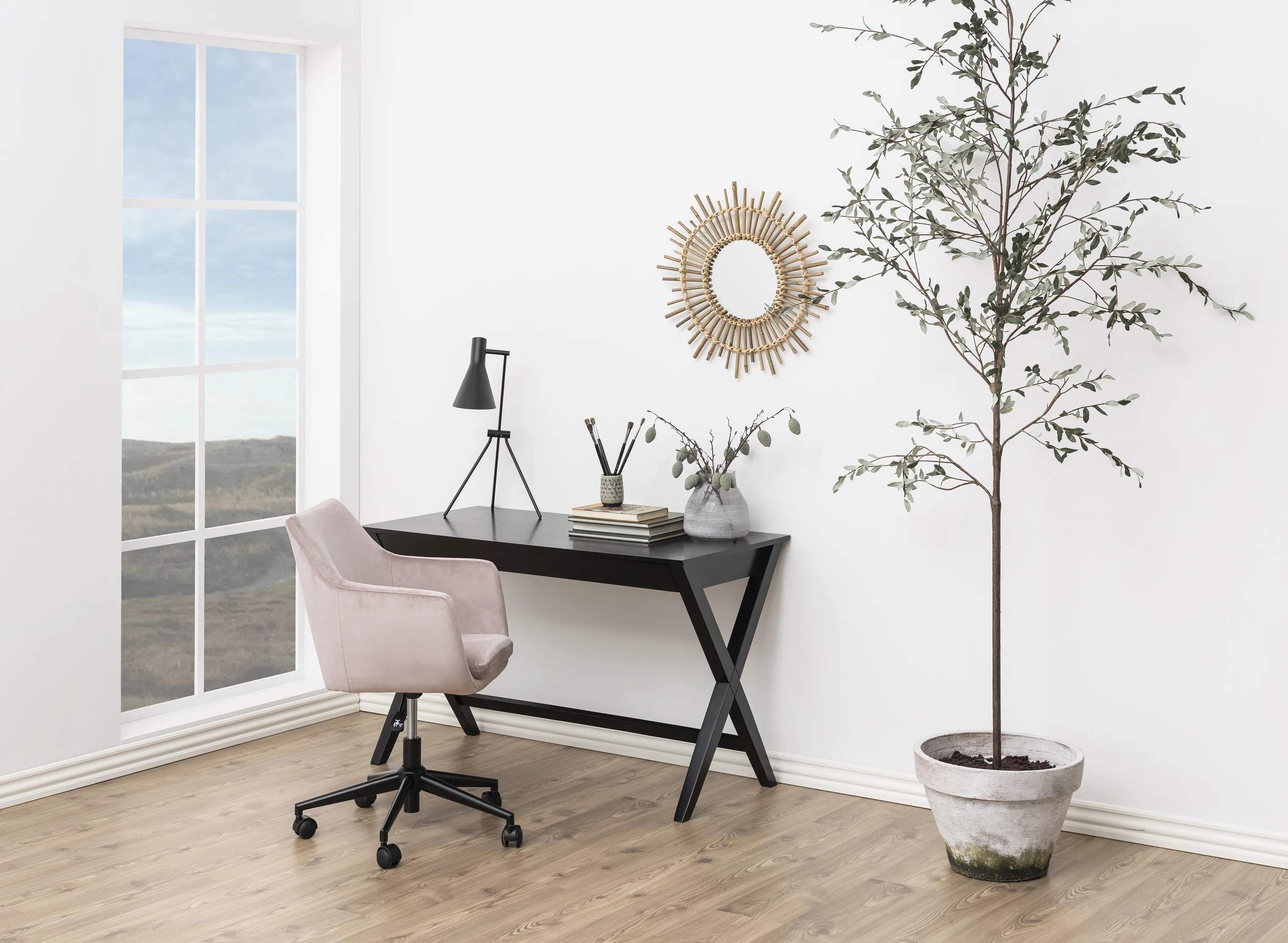 CASA Living Skrivebordsstole Nora Skrivebordsstol i Dusty rose/sort, 2