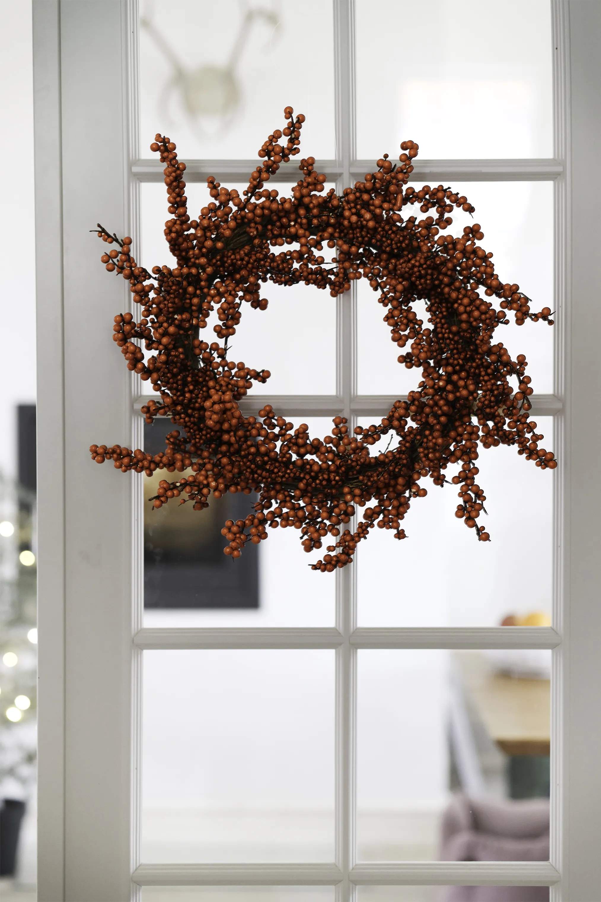 Casa Christmas Kunstige planter Kunstigt Kristtornekrans i Rød, 2
