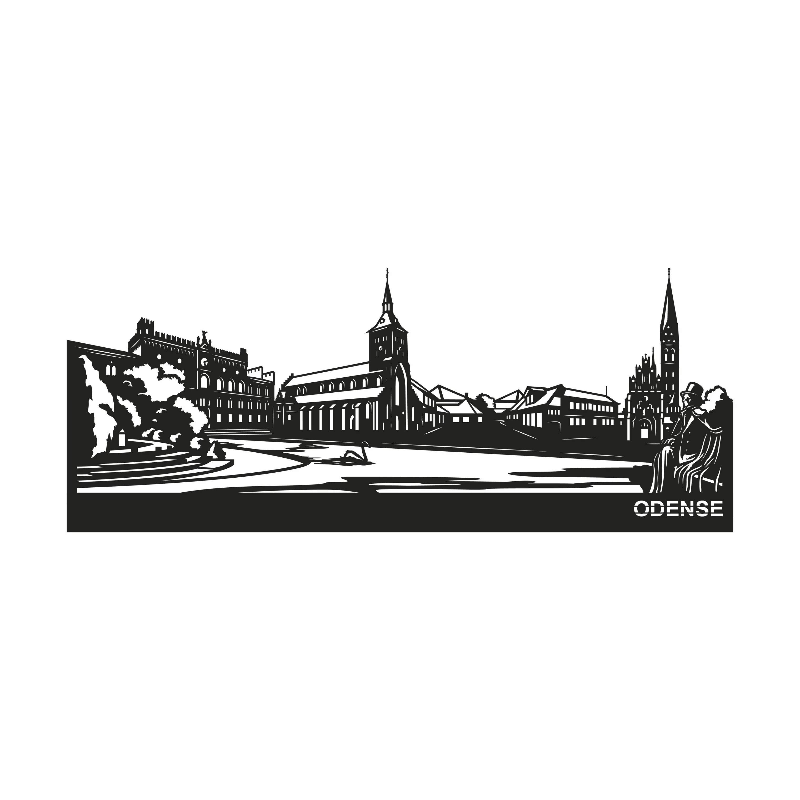 Vægrelief Odense, sort, large