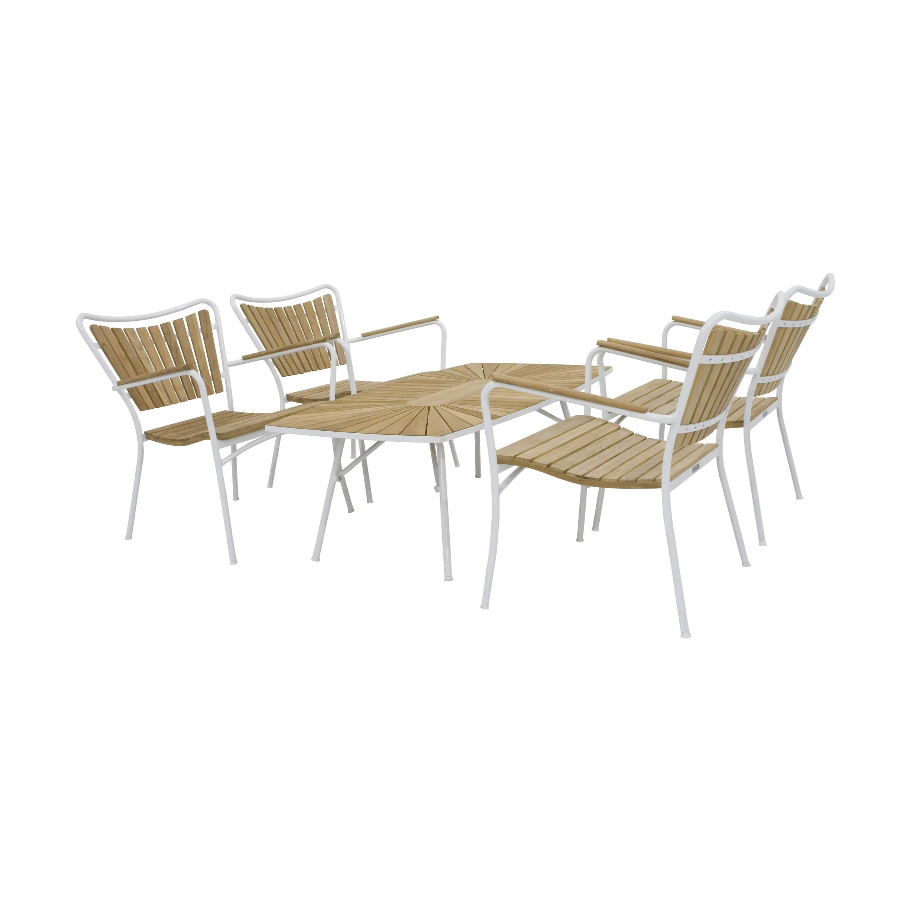 Maguerit Loungesæt - 1 bord og 4 stole, hvid, large