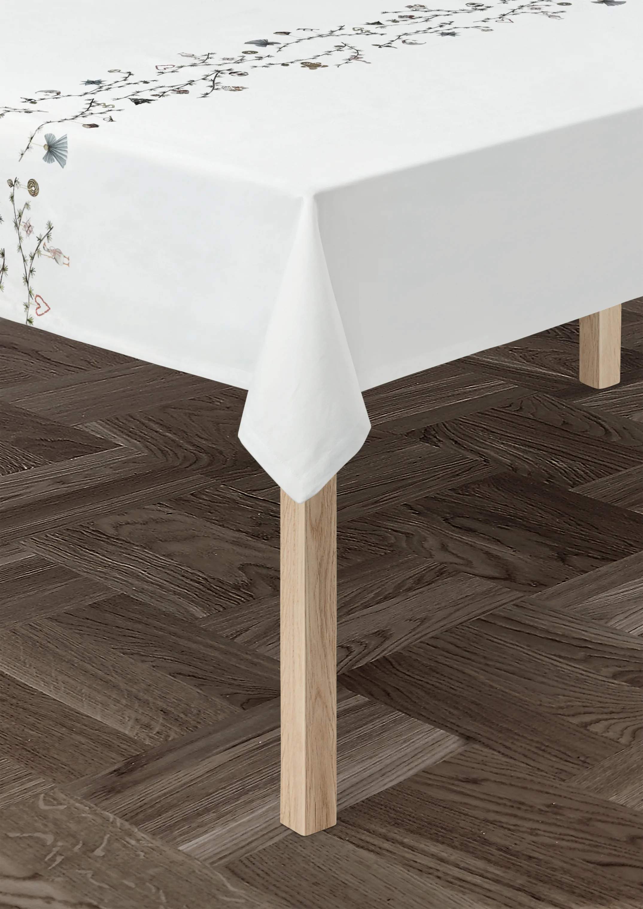 Kähler Duge Hammershøi Jul Dug i Hvid m. dekoration, 370 cm, 2