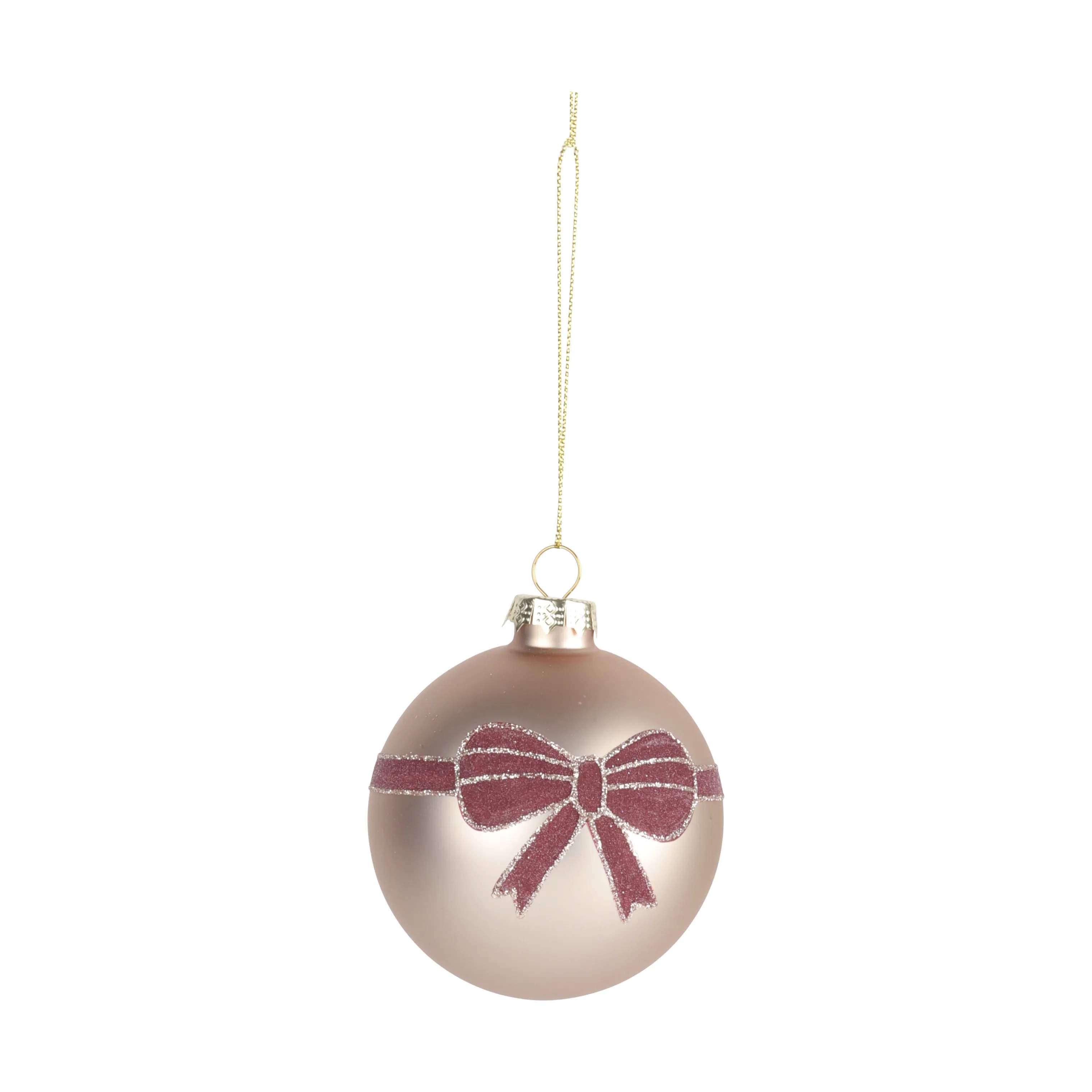 Casa Christmas Julekugler Julekugle i Rosa/bordeaux sløjfe, 1