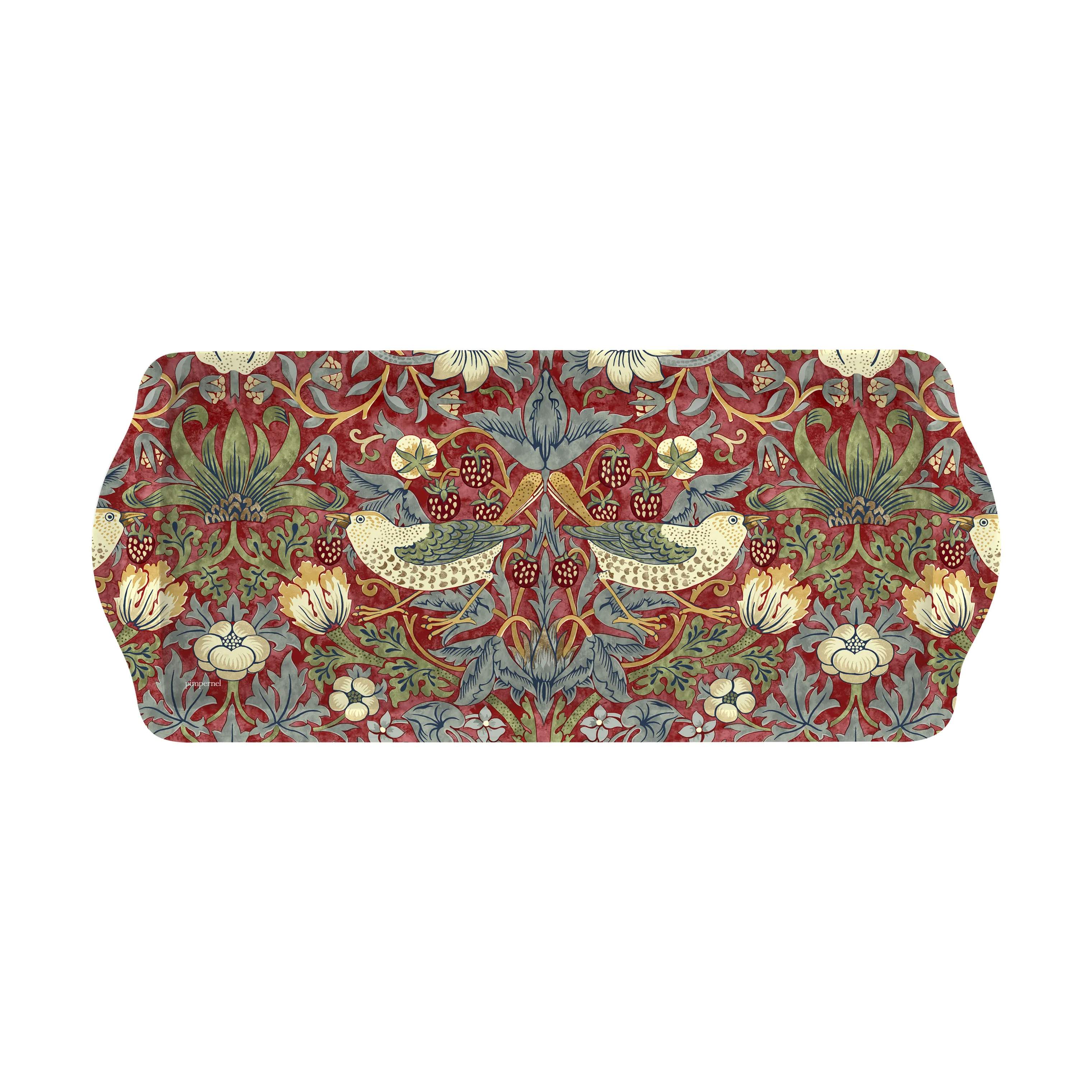 Spode Bakker Morris & Co Strawberry Thief Serveringsbakke i Rød, 1