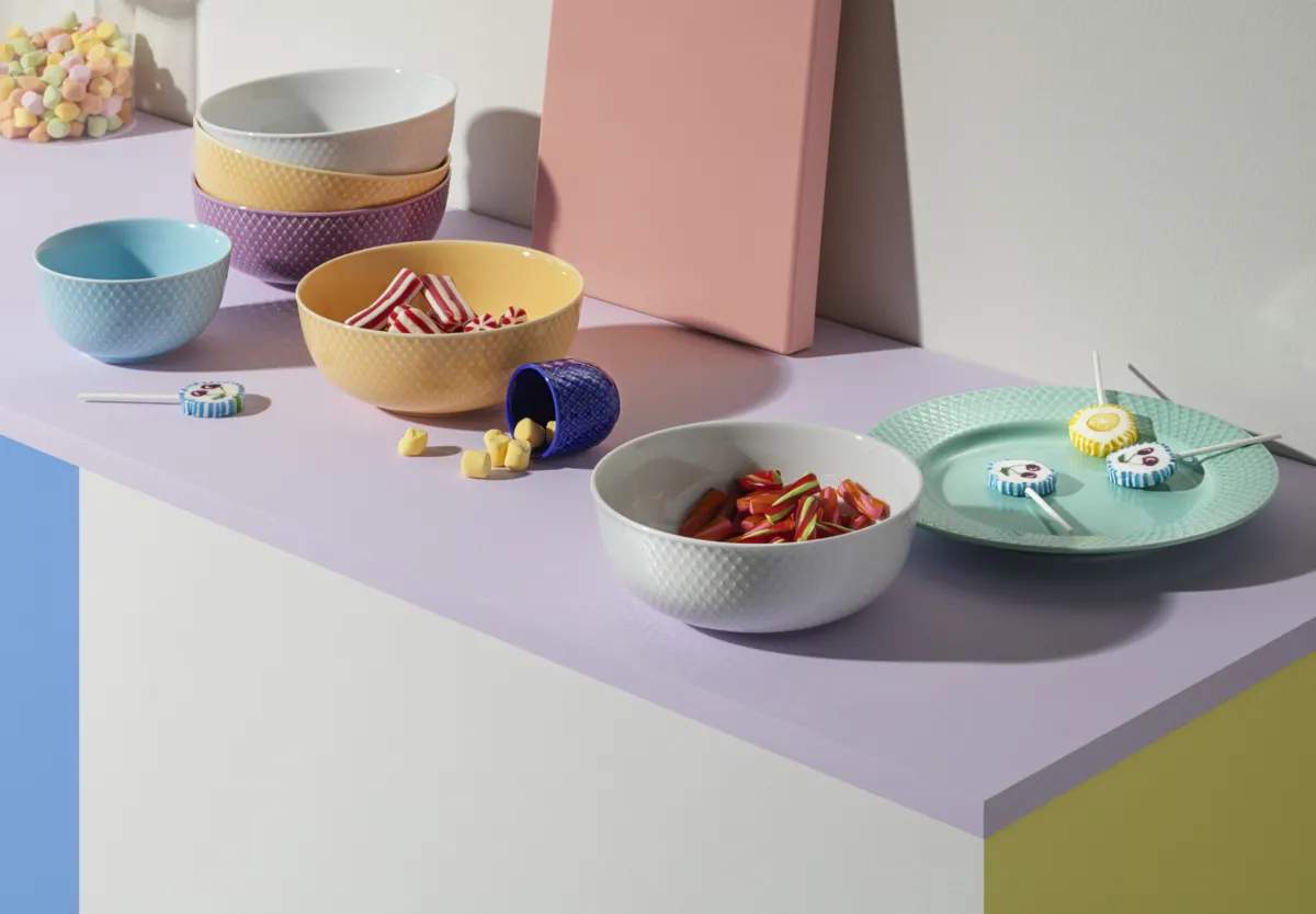 Lyngby Porcelæn Serveringsskåle Rhombe Color Skål i Sand, 3