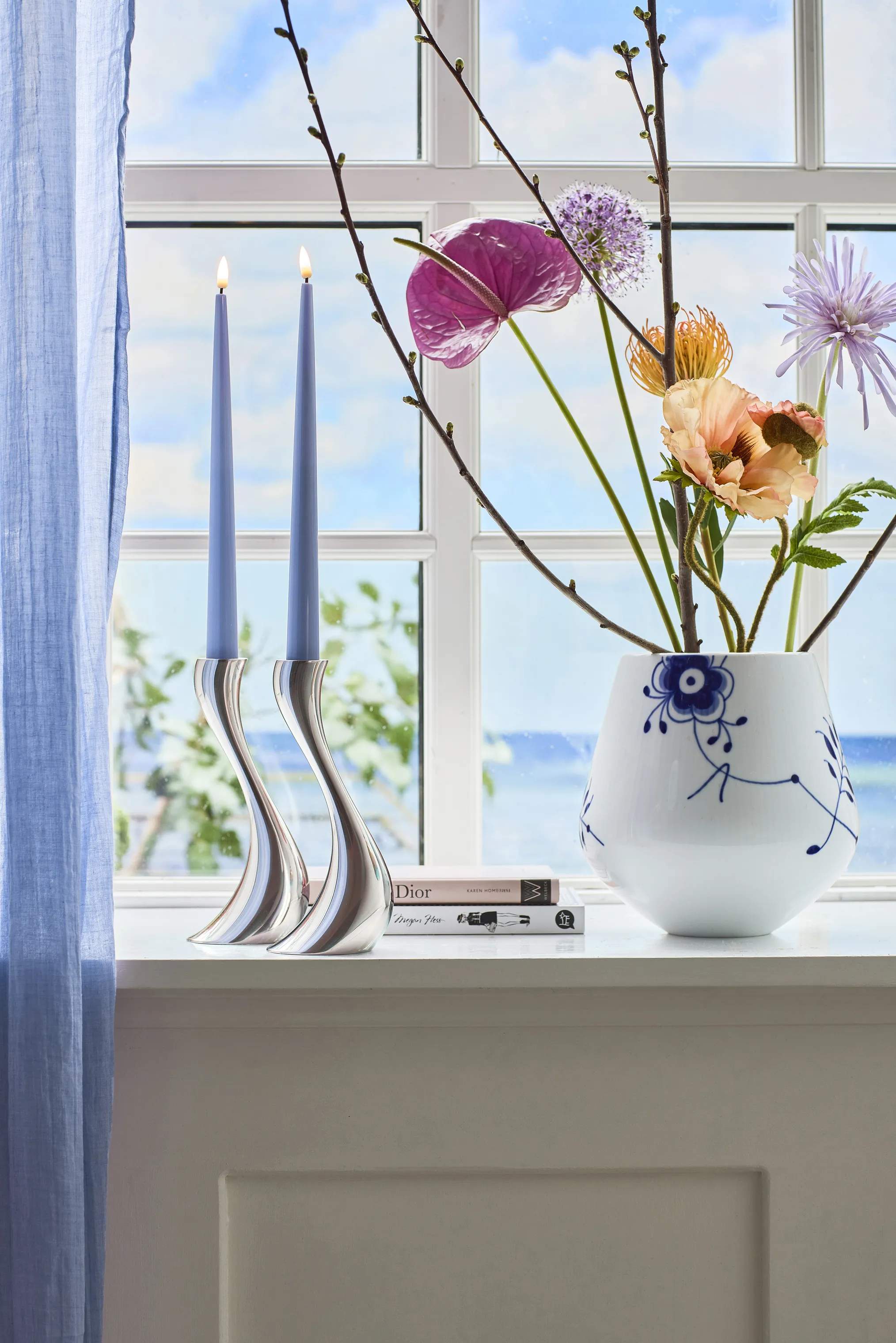Georg Jensen Kronelysestage Cobra Lysestage - 2 stk. i Mat/Stål, 20 cm, 2