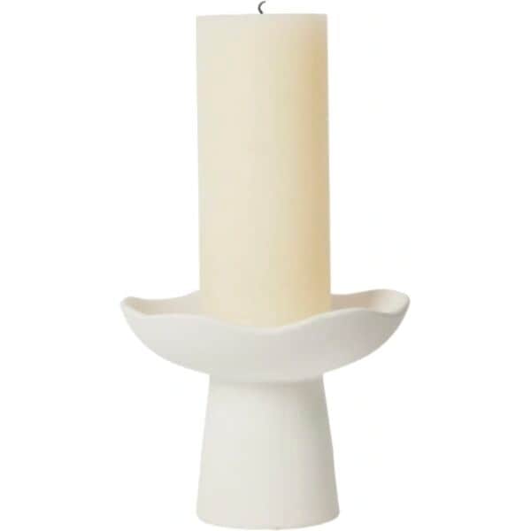 Broste Copenhagen Bloklysestage Momo Lysestage i Hvid , 12 cm, 1