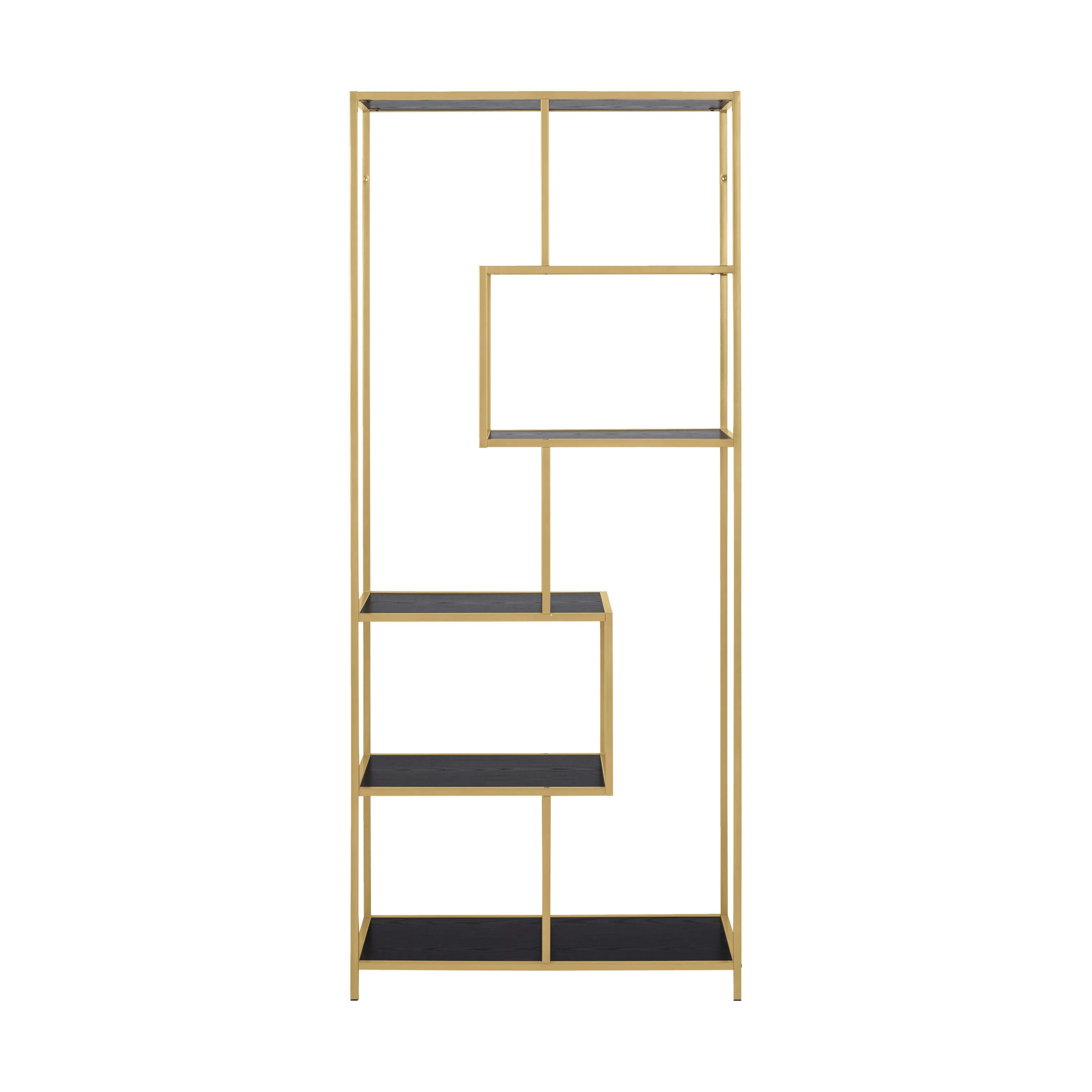 CASA Living Reoler og tilbehør Seaford Reol i Sort/gylden lakeret, 185 cm, 1