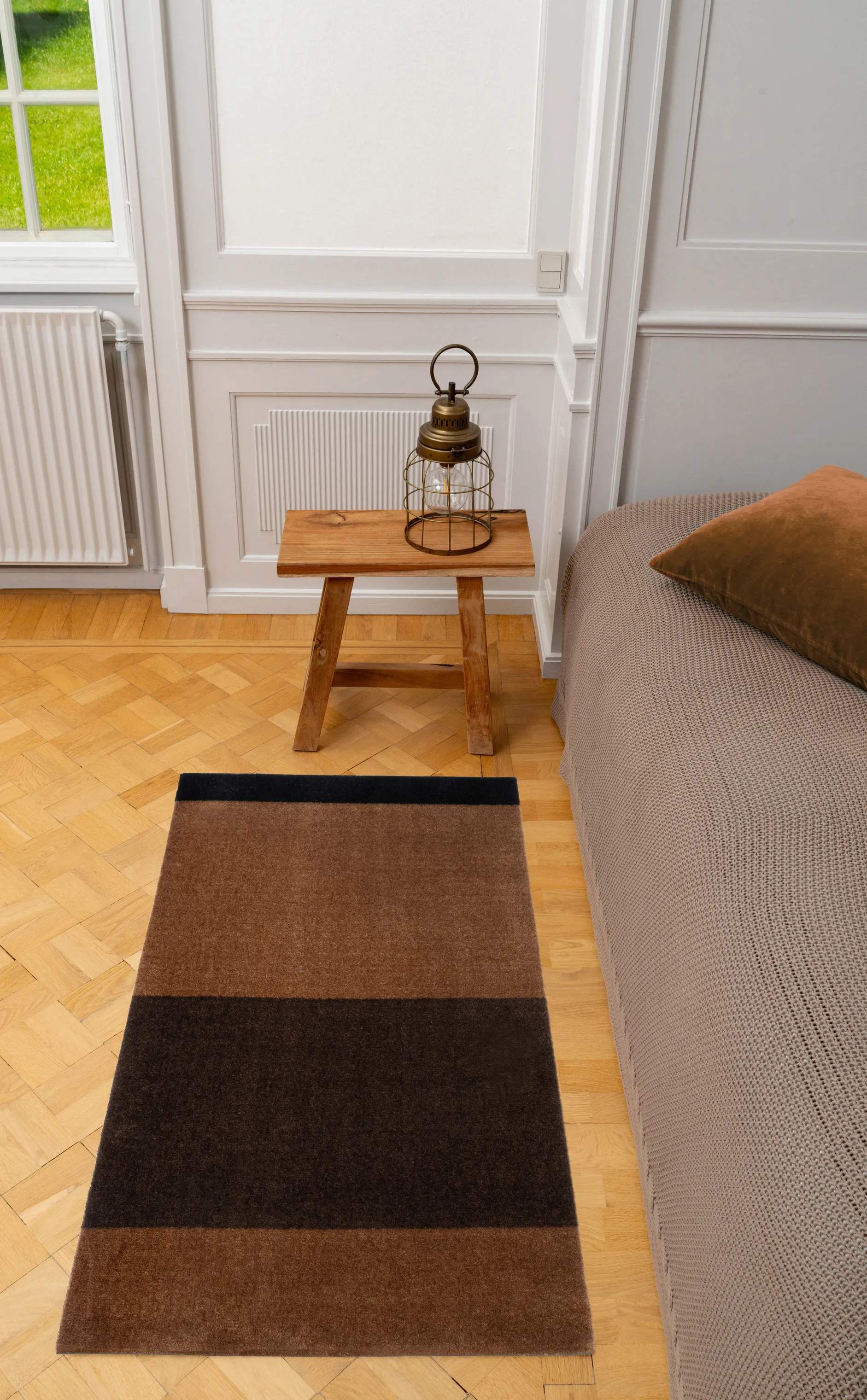 Tica Copenhagen Gulvtæpper Stripes Horisontal Gulvtæppe i brun/cognac/sort, B67 x L120 cm, 5