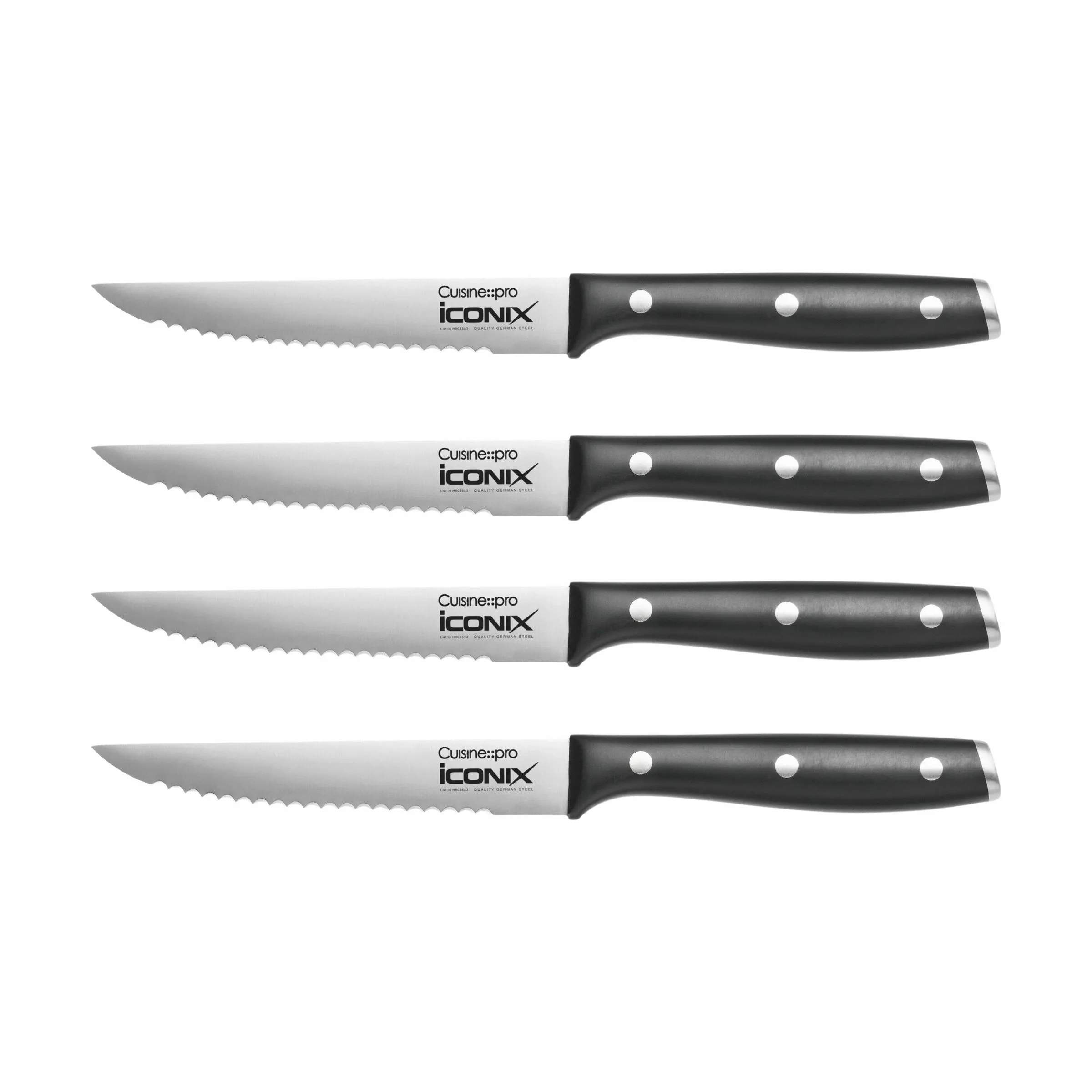 iconiX™ Kødknivssæt - 4 dele, sølvfarvet/sort, large