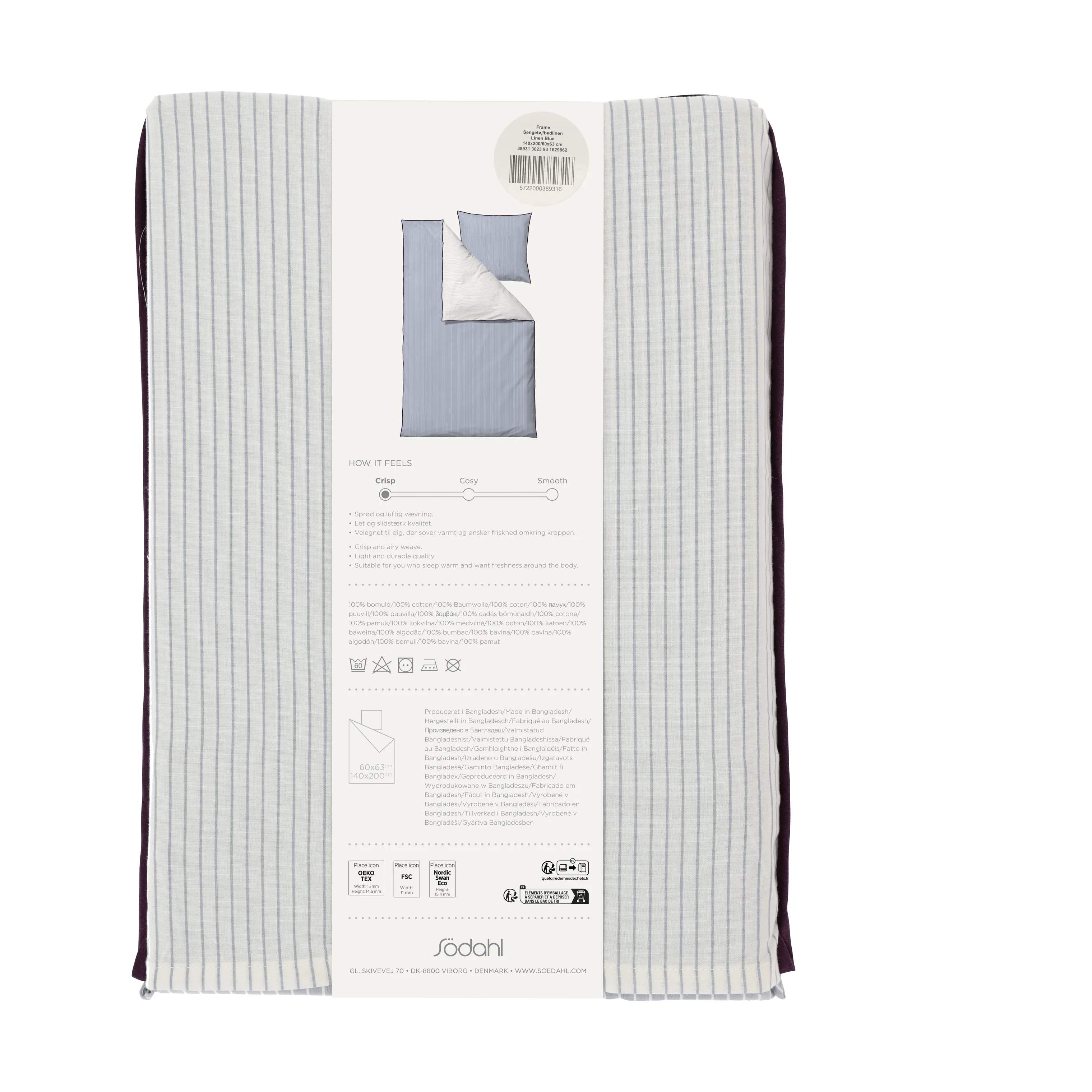 Södahl Sengetøj Sengetøj i Linen blue, B140 x L200 cm, 3
