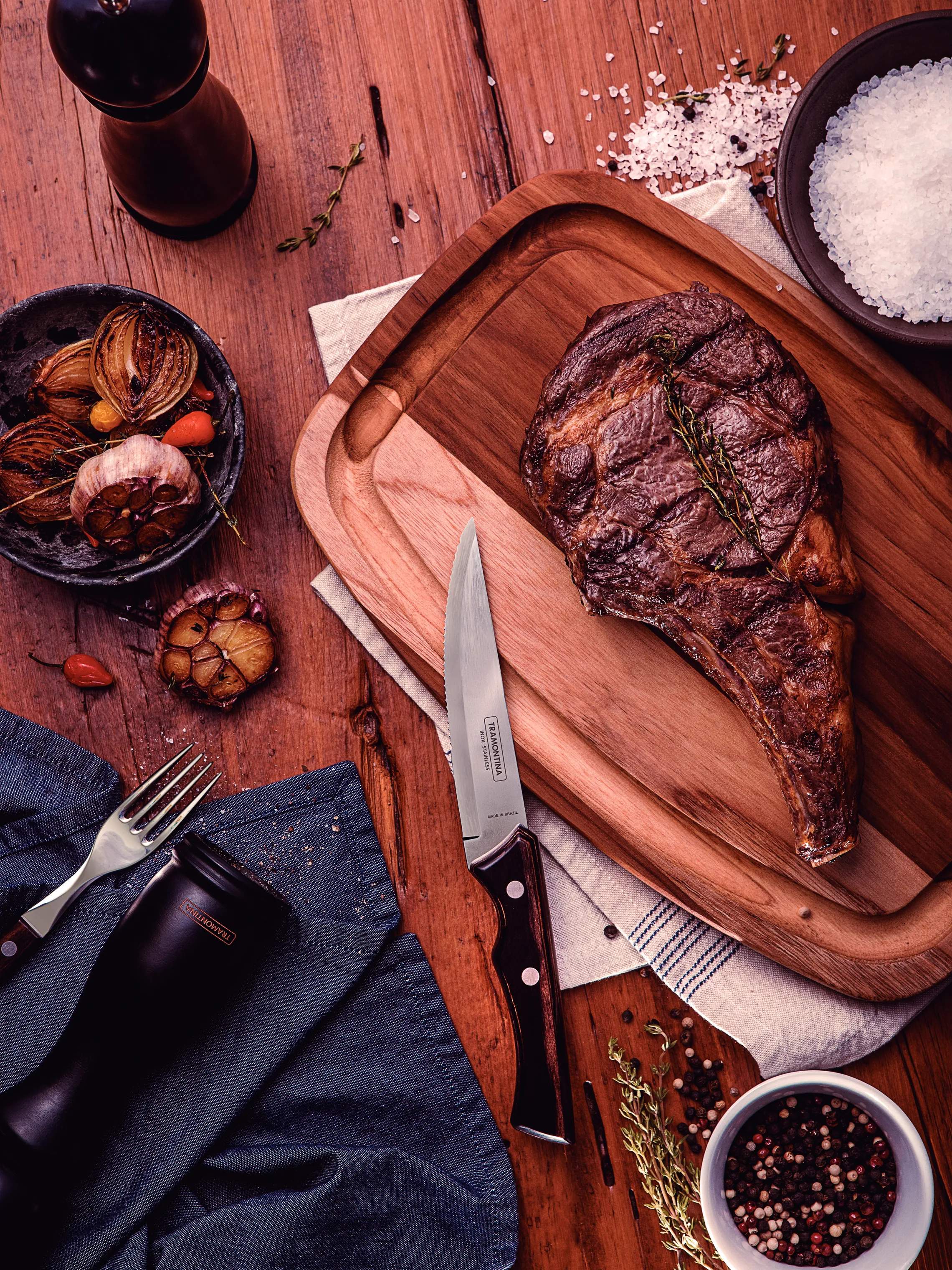 Tramontina Steakknive XL Steakkniv - 4 dele i Stål/mørkebrun, 2