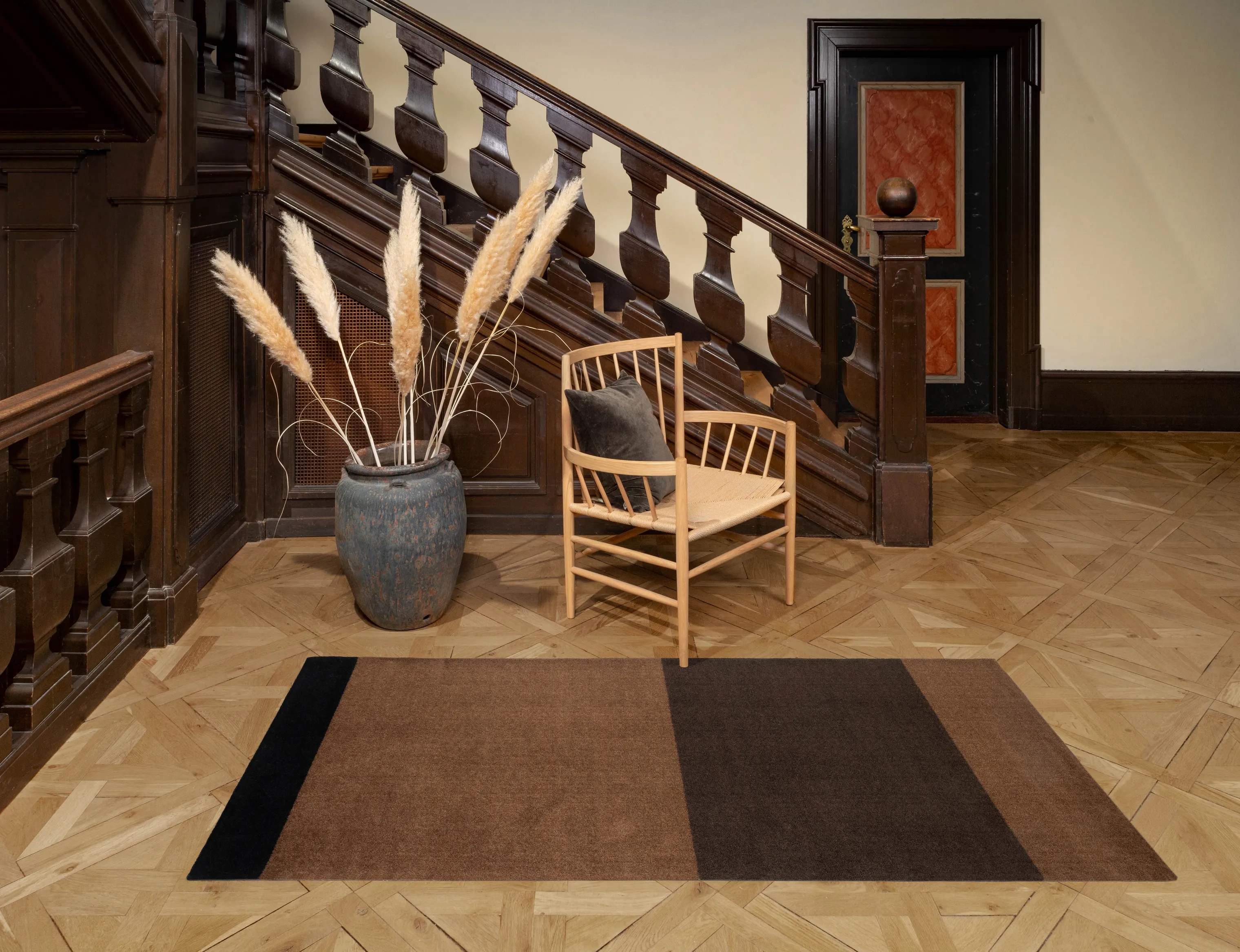 Tica Copenhagen Gulvtæpper Stripes Horisontal Gulvtæppe i brun/cognac/sort, B90 x L200 cm, 6