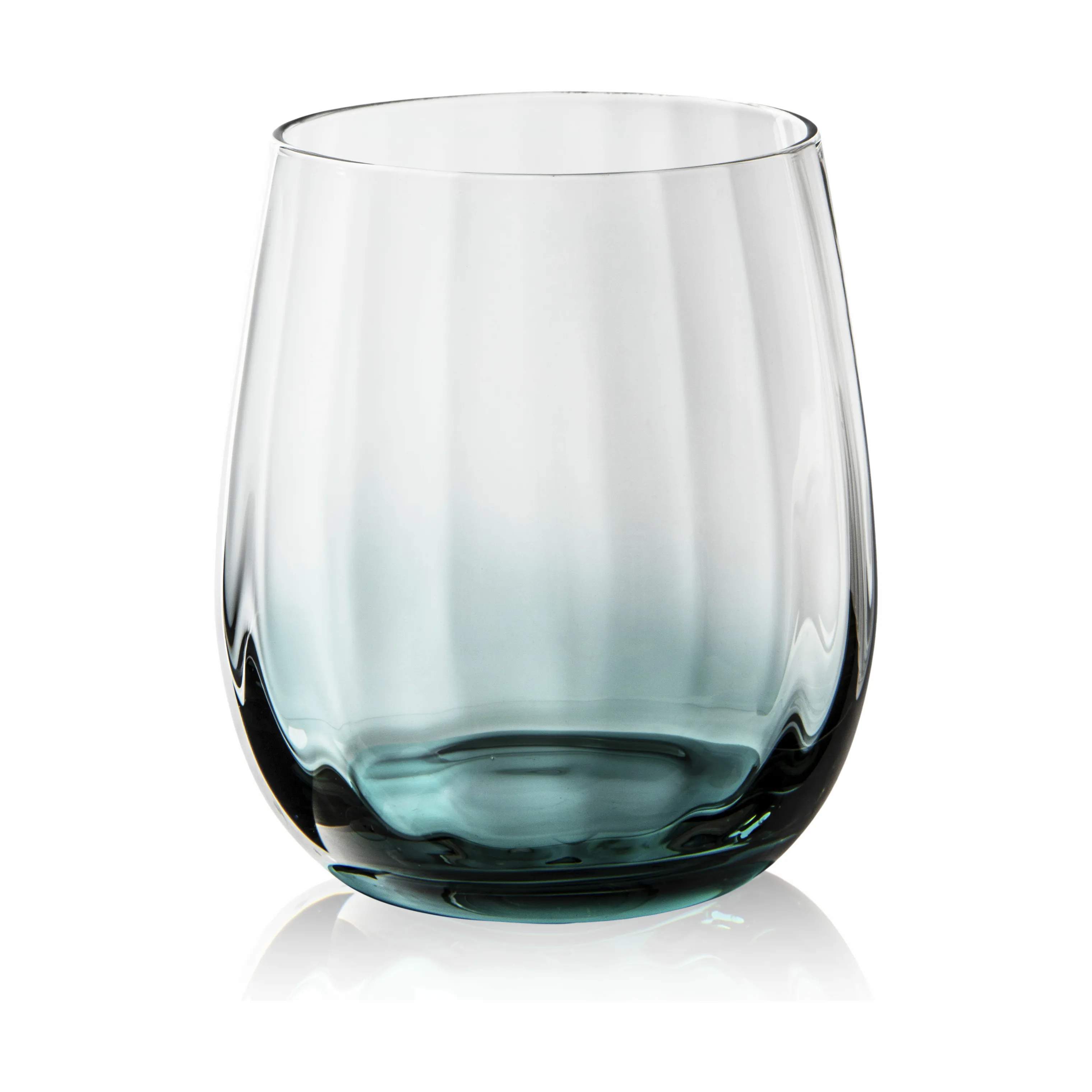 CASA Living Vandglas Wave Vandglas m. riller i petrol, 1