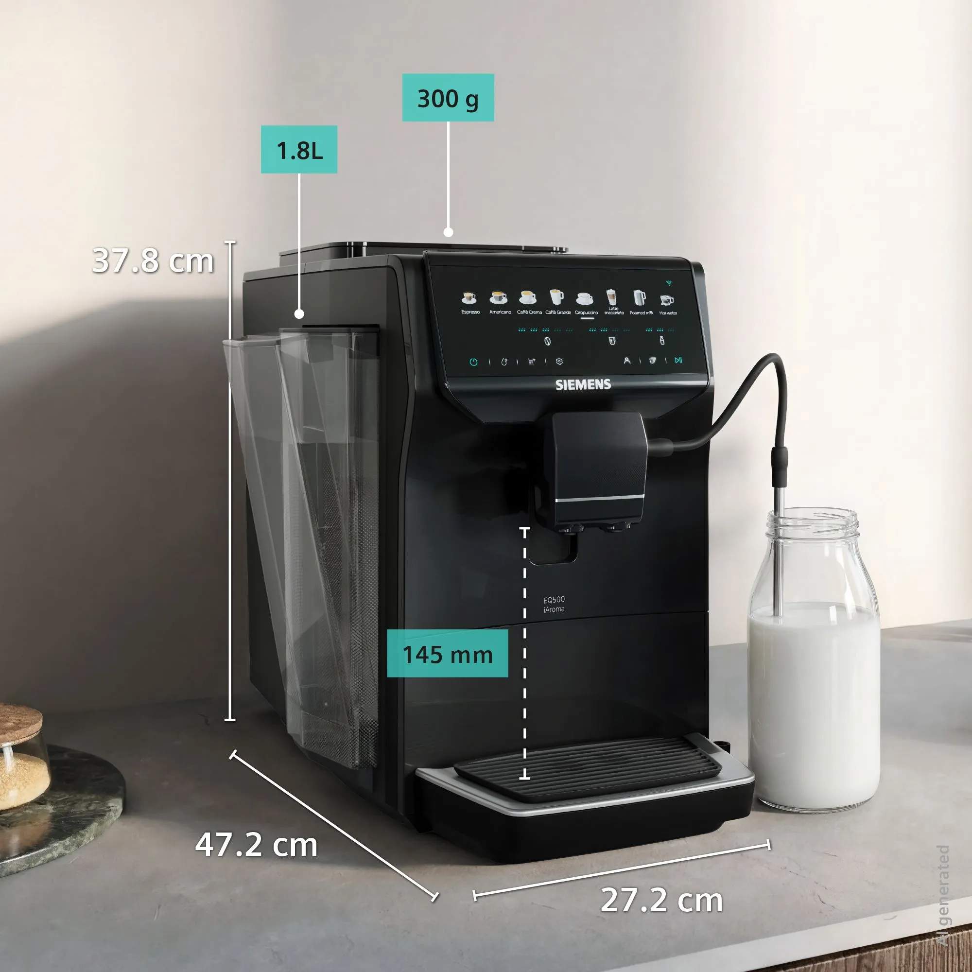 Siemens Espressomaskiner EQ500 iAroma Espressomaskine TP553E19 i Sort, 6