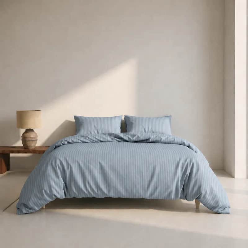 Casa Decór Sengetøj Dreamers Stripe Sengetøj i Steel Blue, B140 x L220 cm, 2